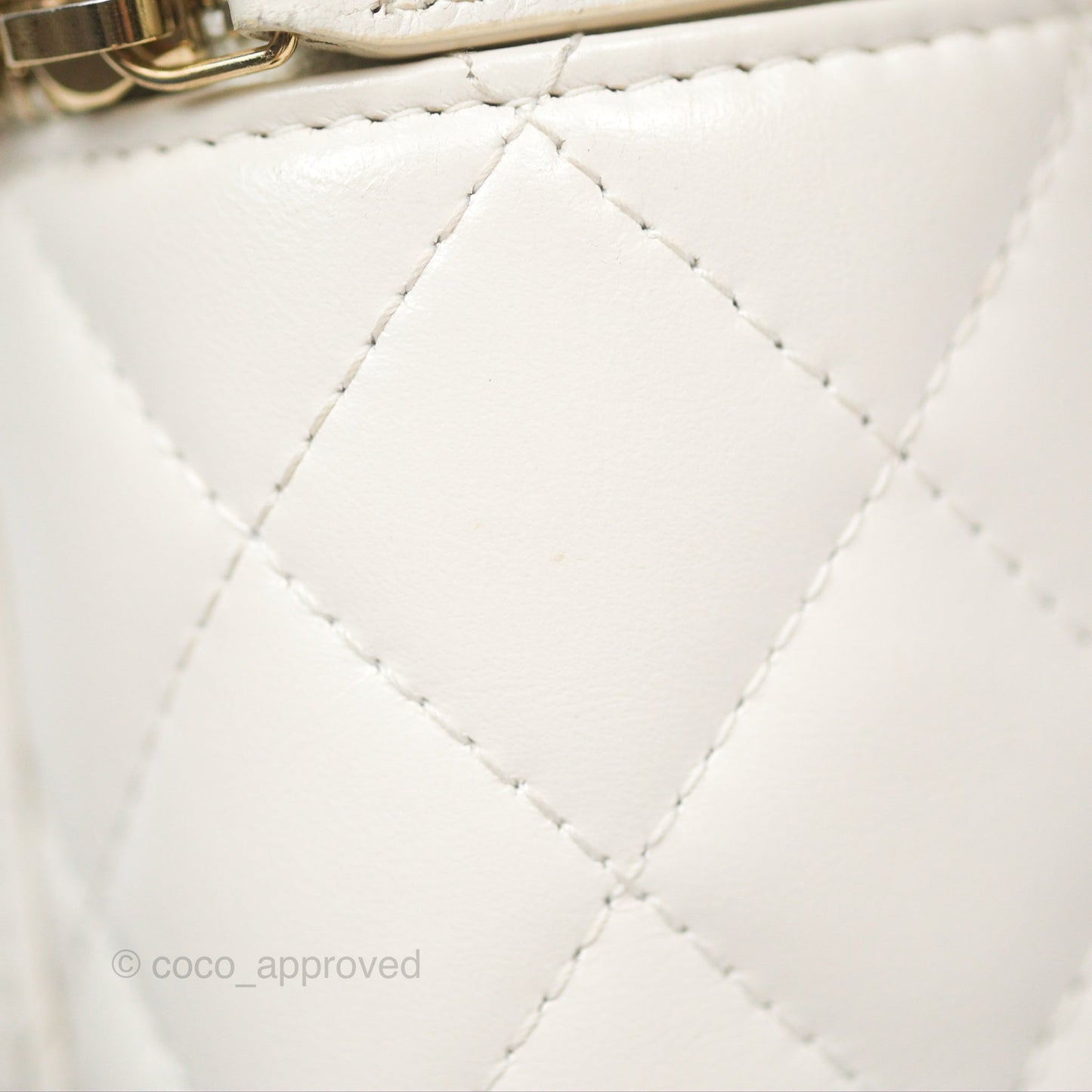 Chanel Quilted Mini Perfect Fit Vanity With Chain White Calfskin Aged Gold Hardware