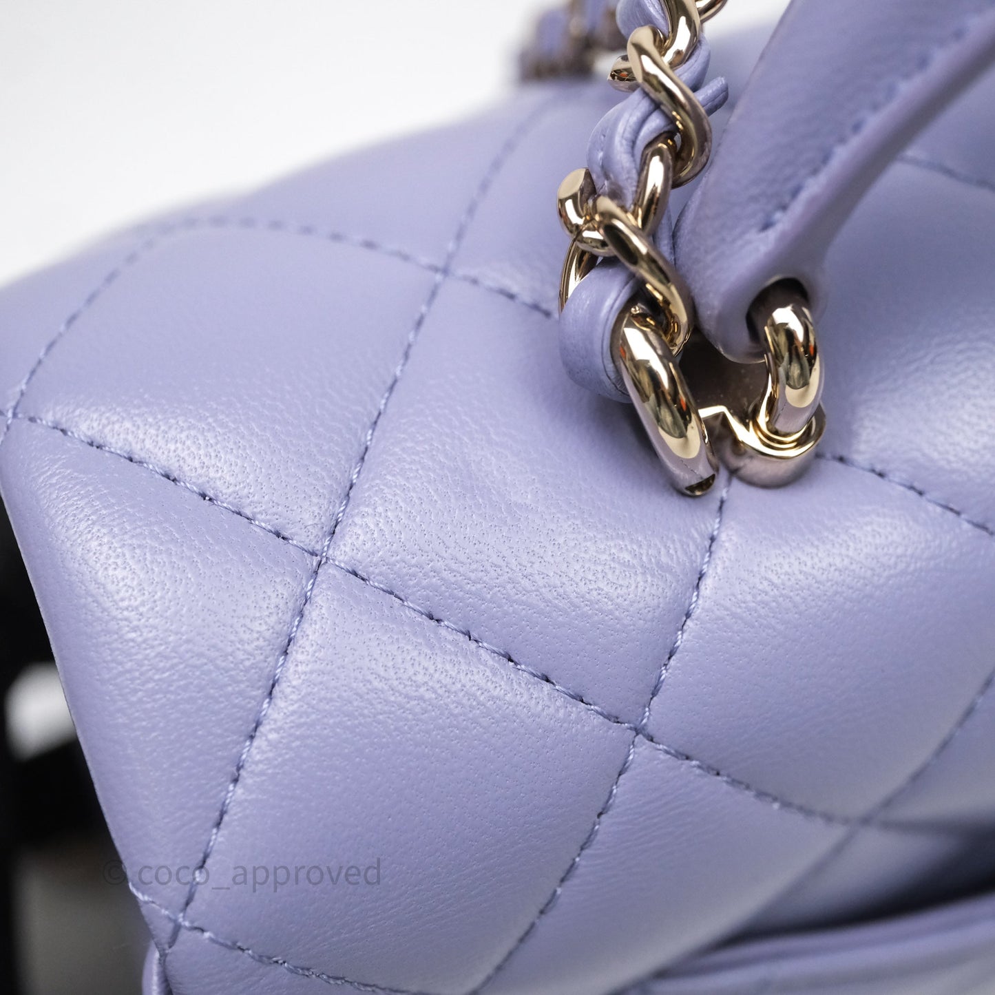 Chanel Top Handle Mini Rectangular Flap Purple Lambskin Gold Hardware