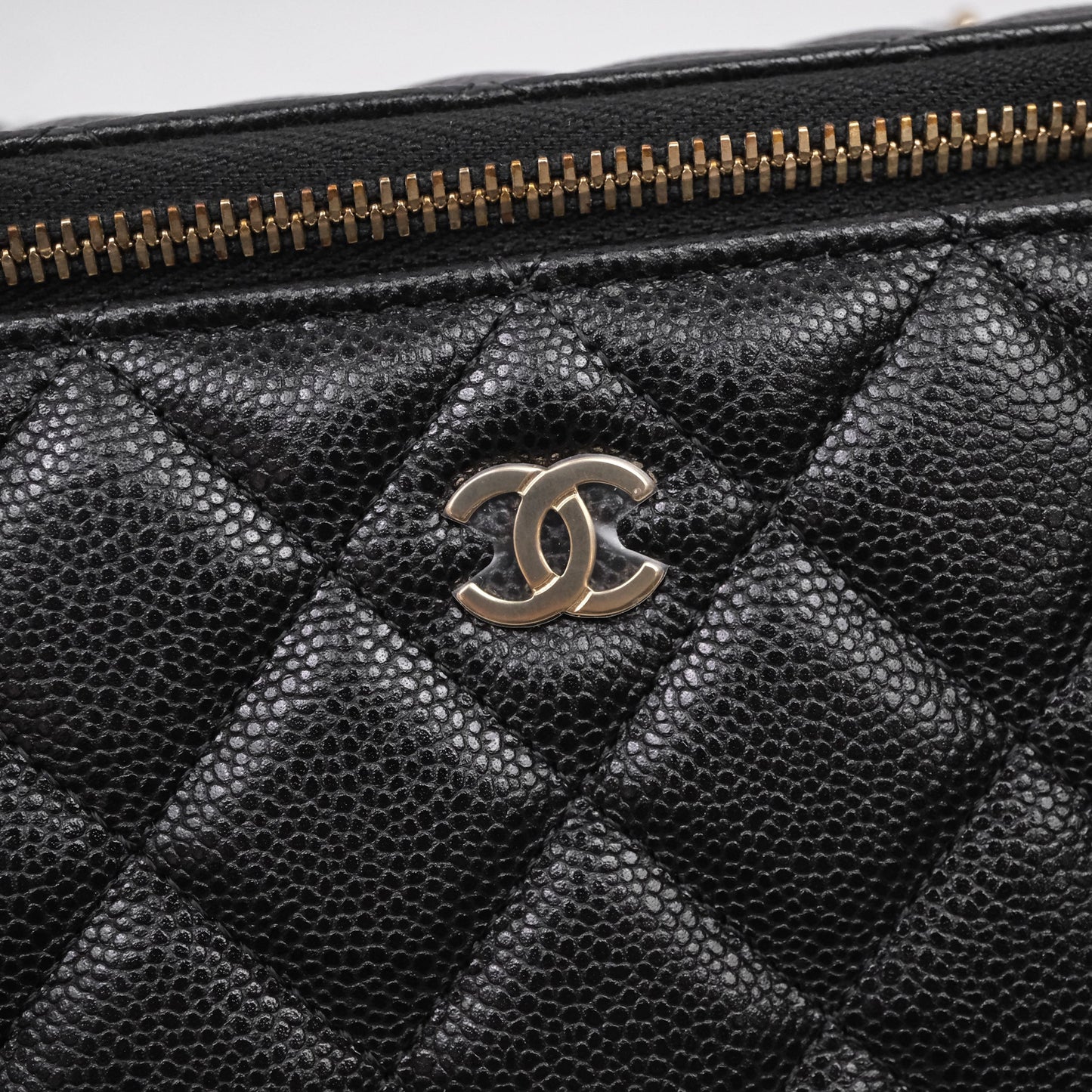 Chanel Vanity Rectangular With Chain Black Caviar Gold Hardware