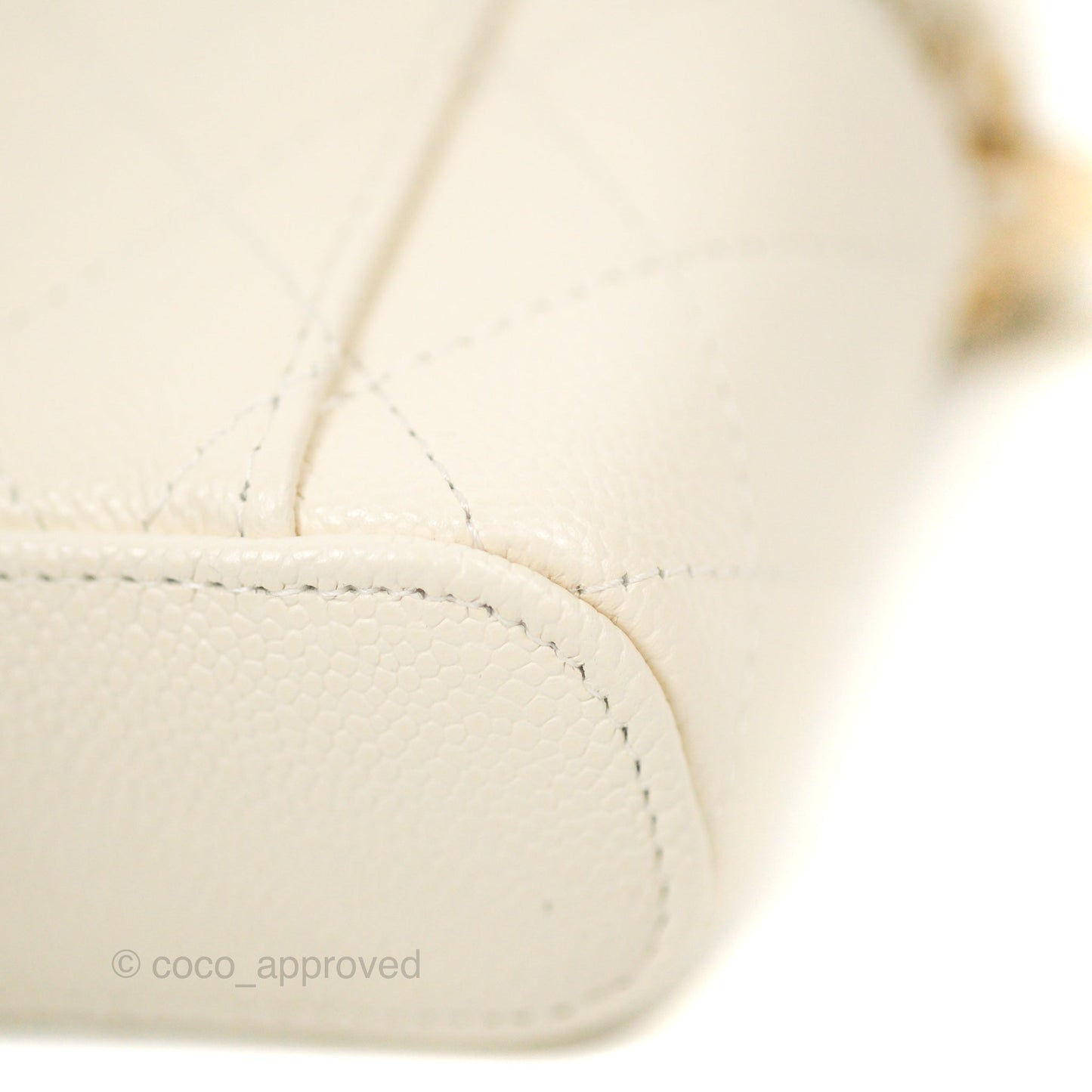 Chanel Quilted Small Handle With Care Vanity Case With Chain White Caviar Gold Hardware