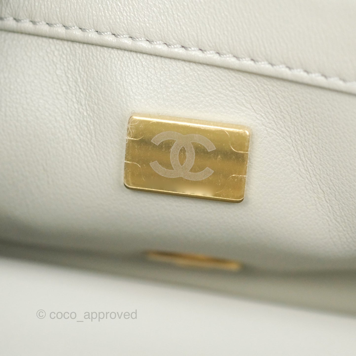 Chanel Pearl Crush Mini Rectangular Grey Lambskin Aged Gold Hardware