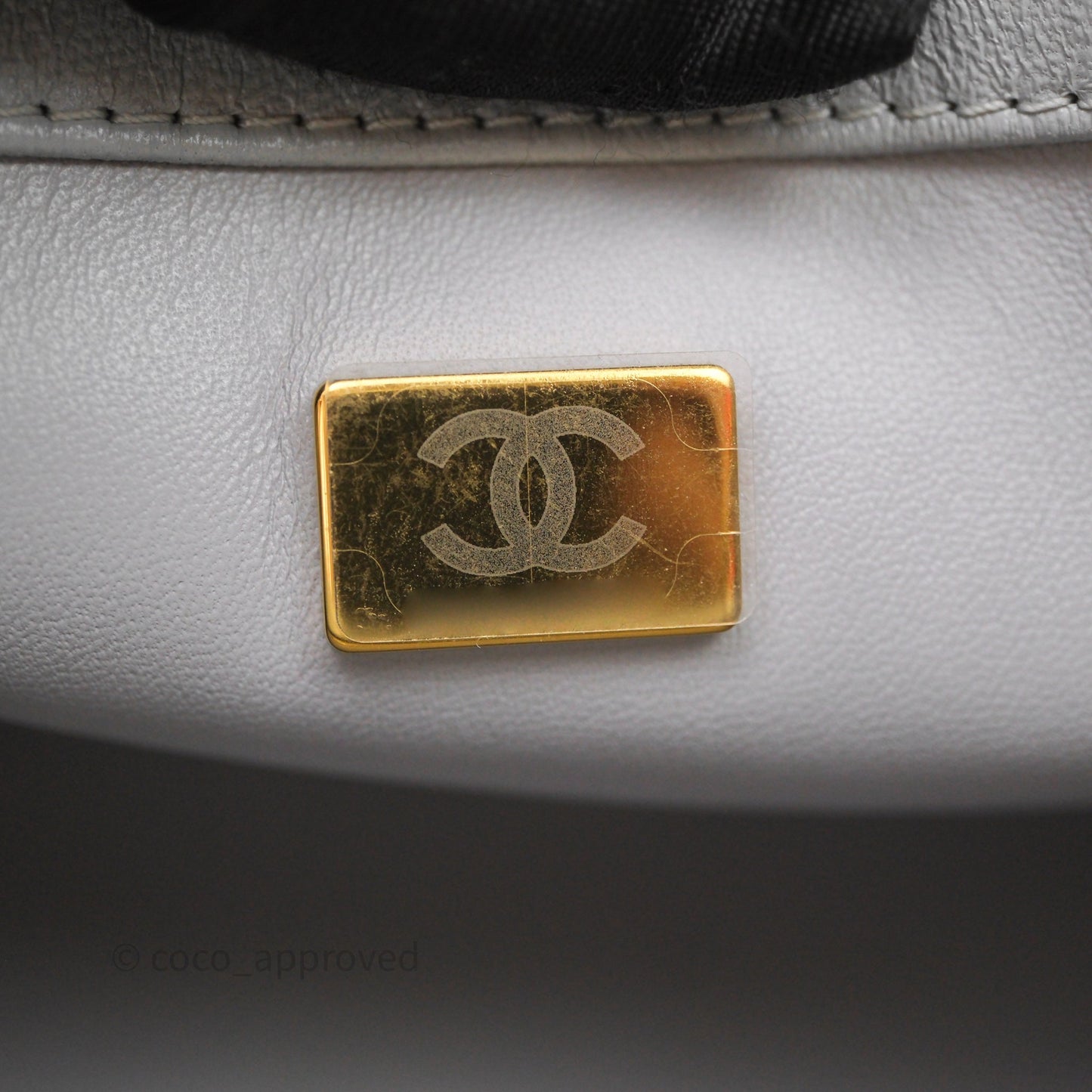Chanel Pearl Crush Mini Square Quilted Grey Lambskin Aged Gold Hardware