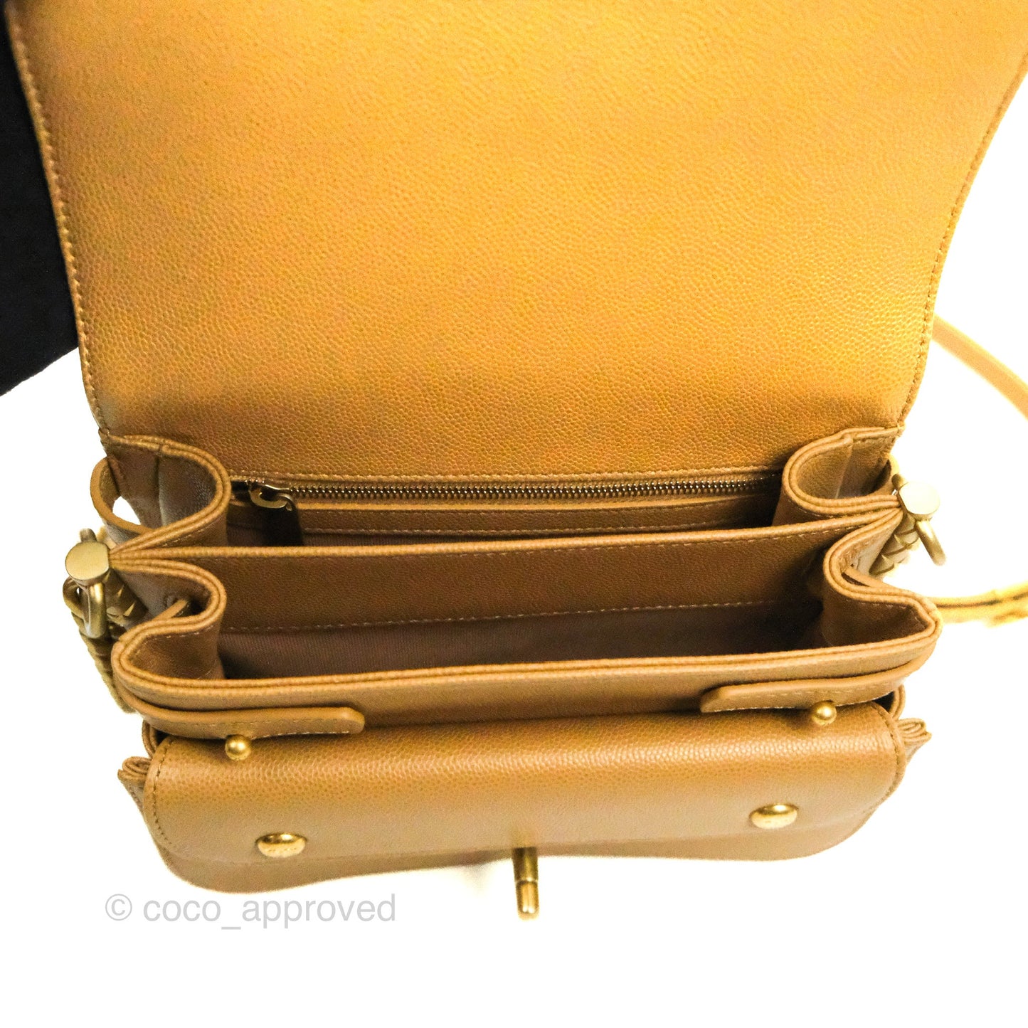Chanel Mini Messenger Bag Beige Caviar Gold Hardware 21K