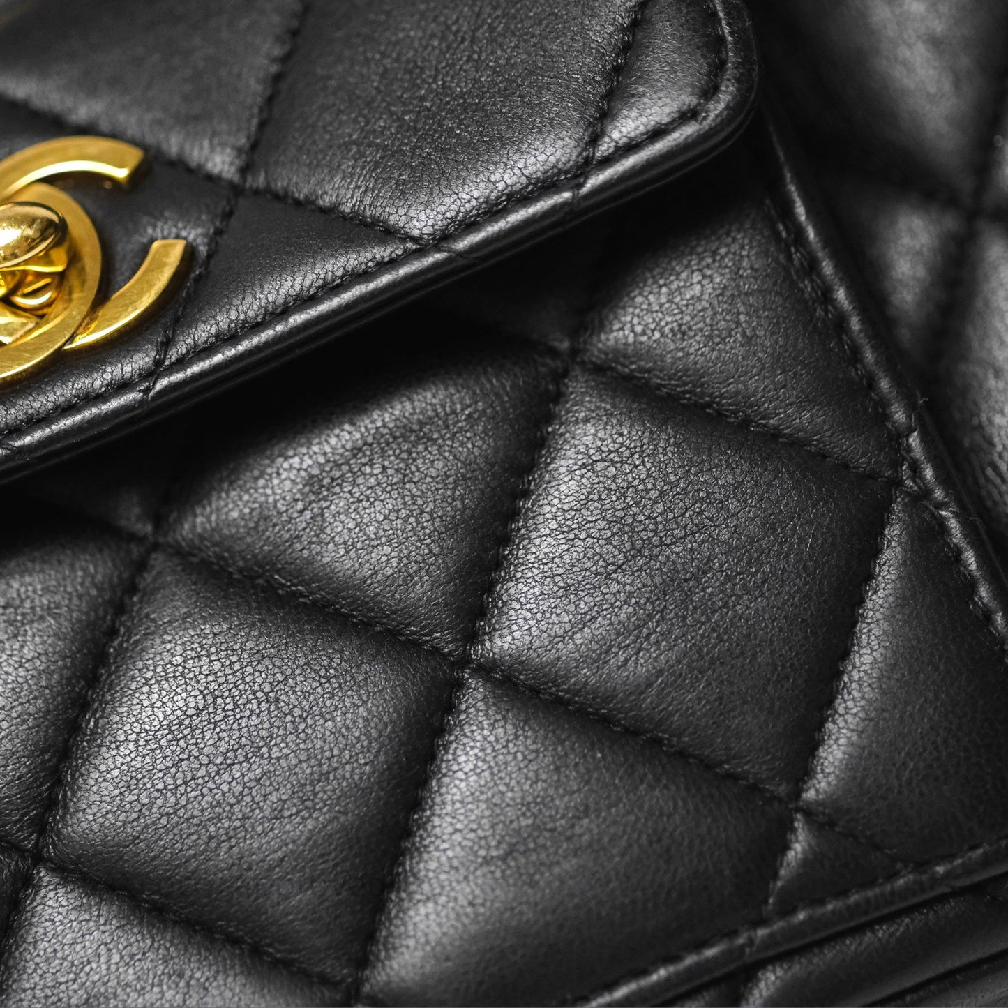 Chanel Vintage CC Duma Backpack Black Lambskin 24K Gold Hardware