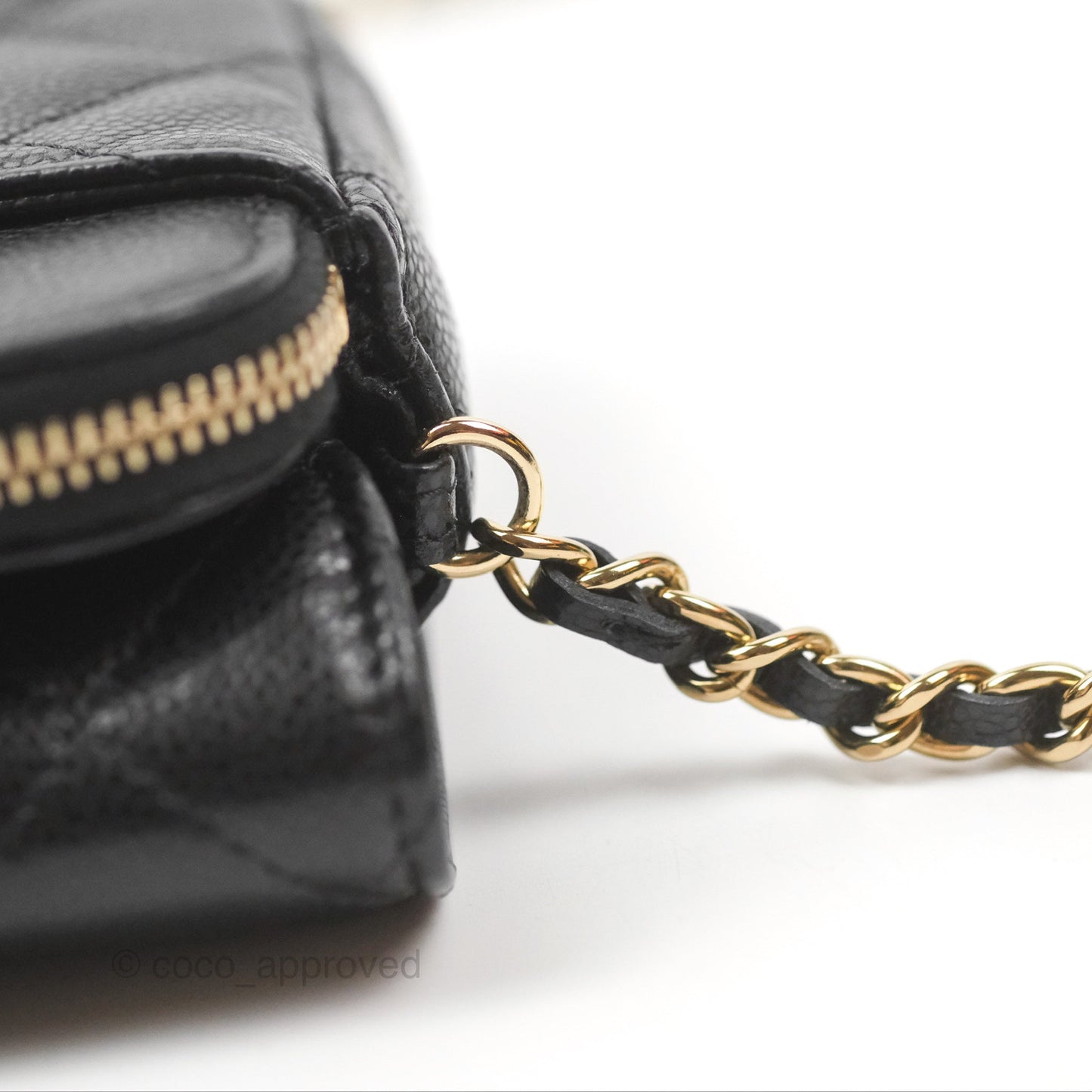 Chanel Classic Flap Phone Holder With Chain Black Caviar Gold Hardware 22A