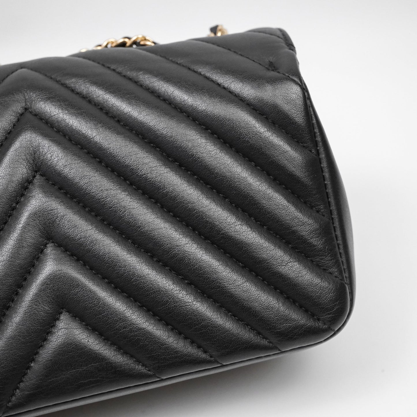 Chanel Small Statement Chevron Flap Bag Black Gold Hardware