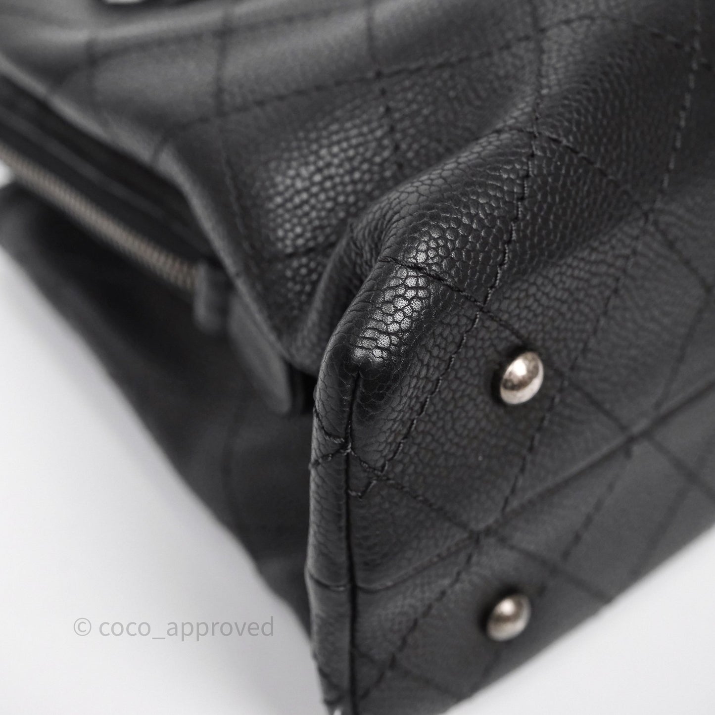 Chanel Quilted Shopping Tote Black Caviar Ruthenium Hardware