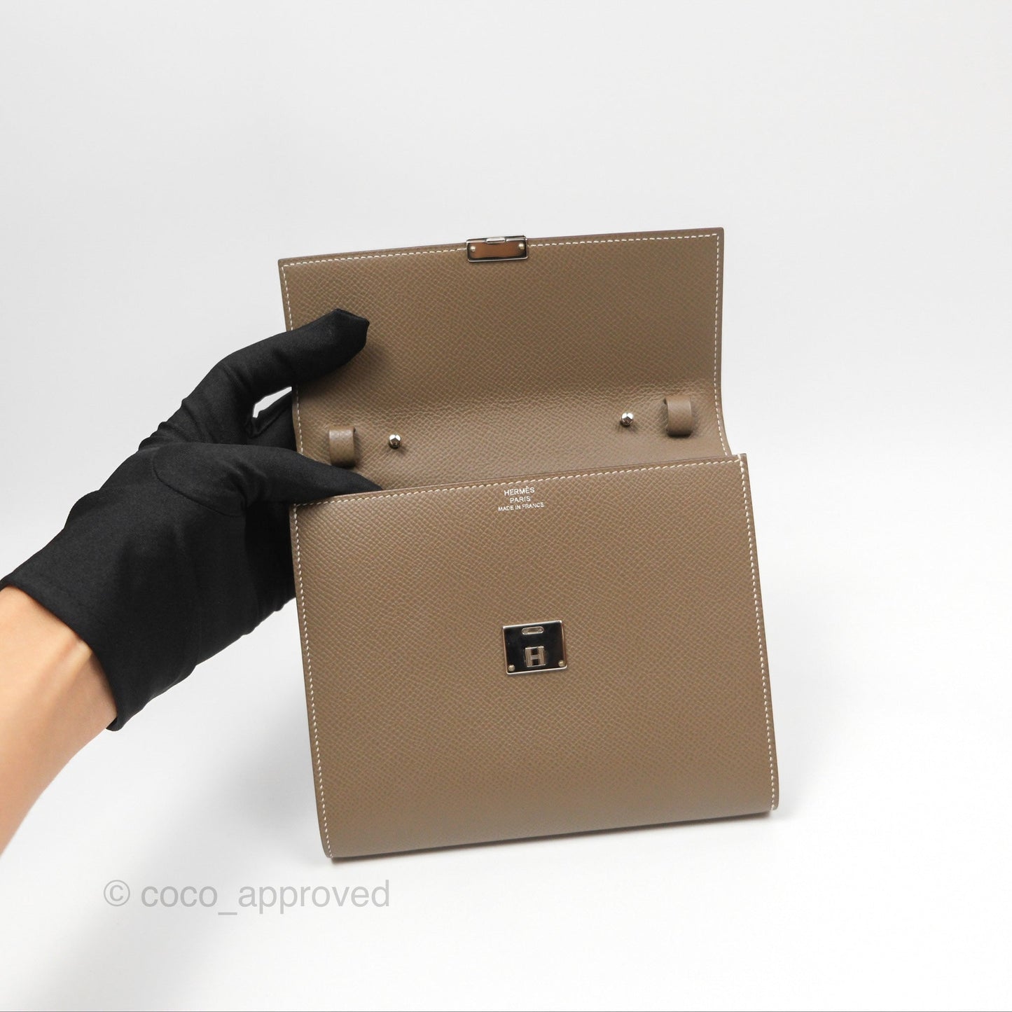 Hermès Clic 16 Wallet Etoupe 18 Epsom Palladium Hardware