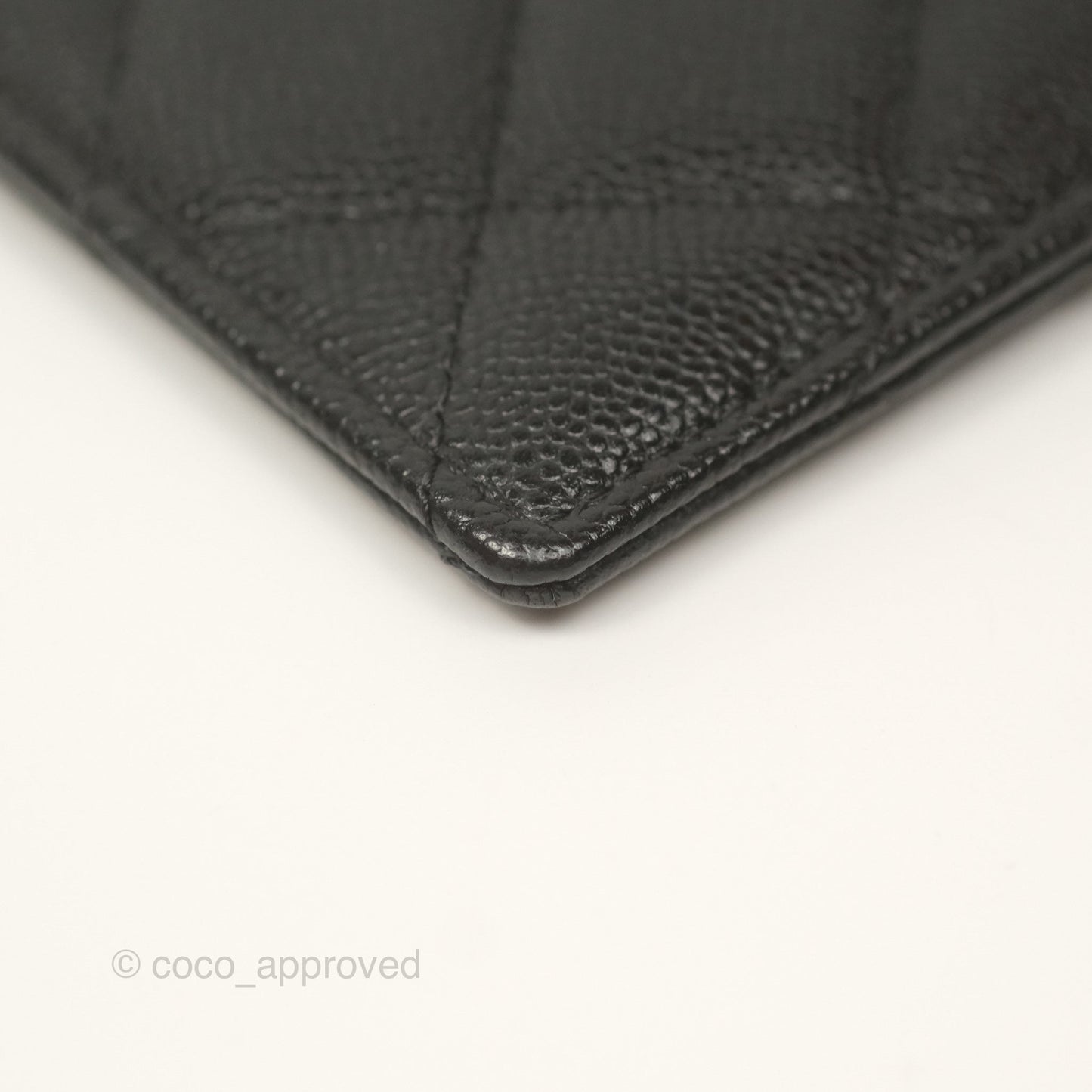 Chanel Quilted Card Holder Caviar Black Gold Hardware