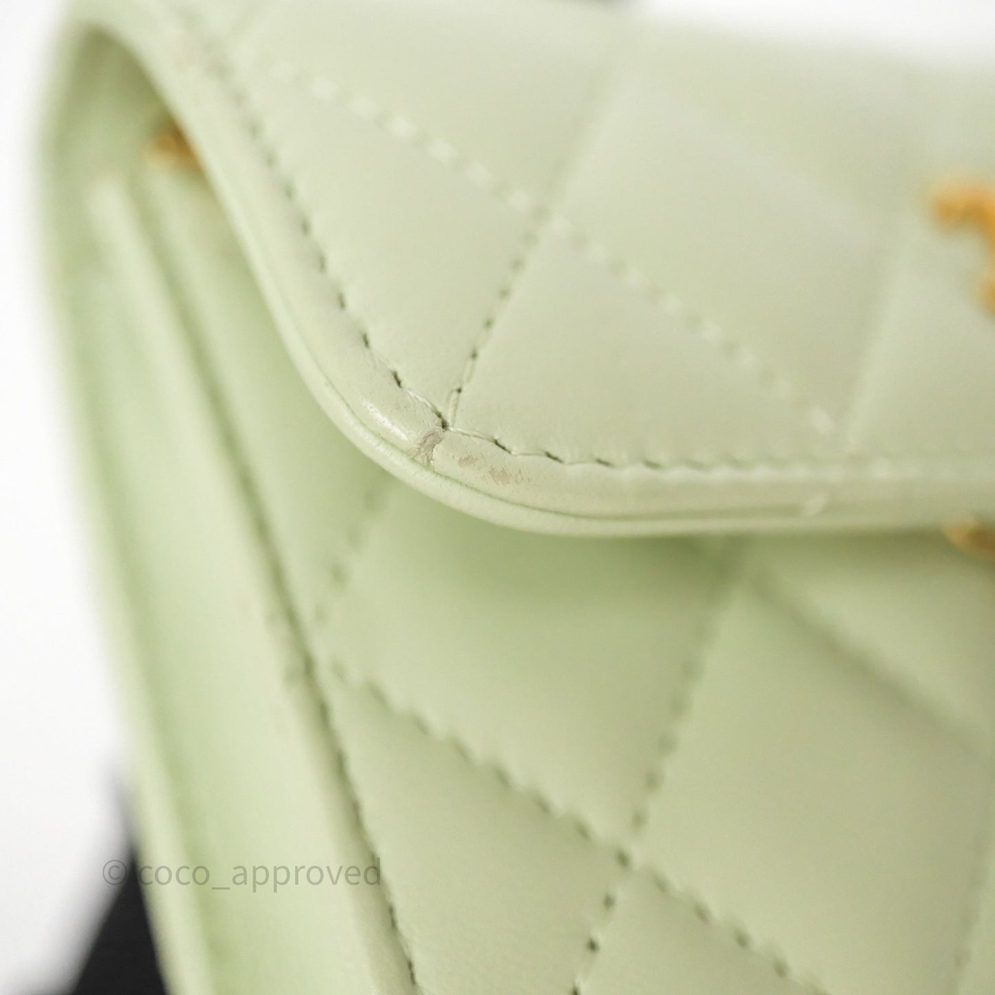 Chanel Pearl Crush Mini Clutch Belt Bag Green Lambskin Aged Gold Hardware