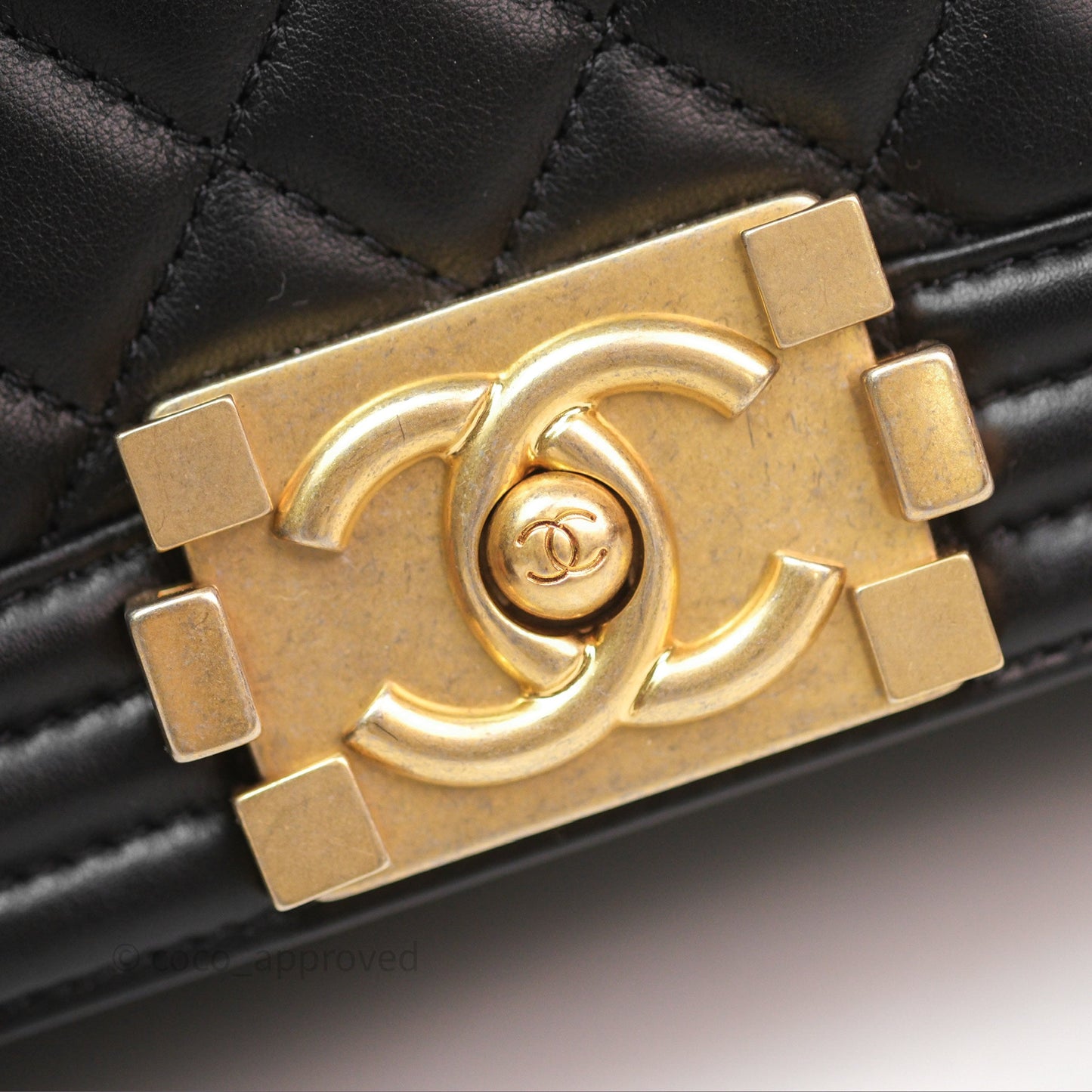 Chanel Small Boy Black Lambskin Aged Gold Hardware