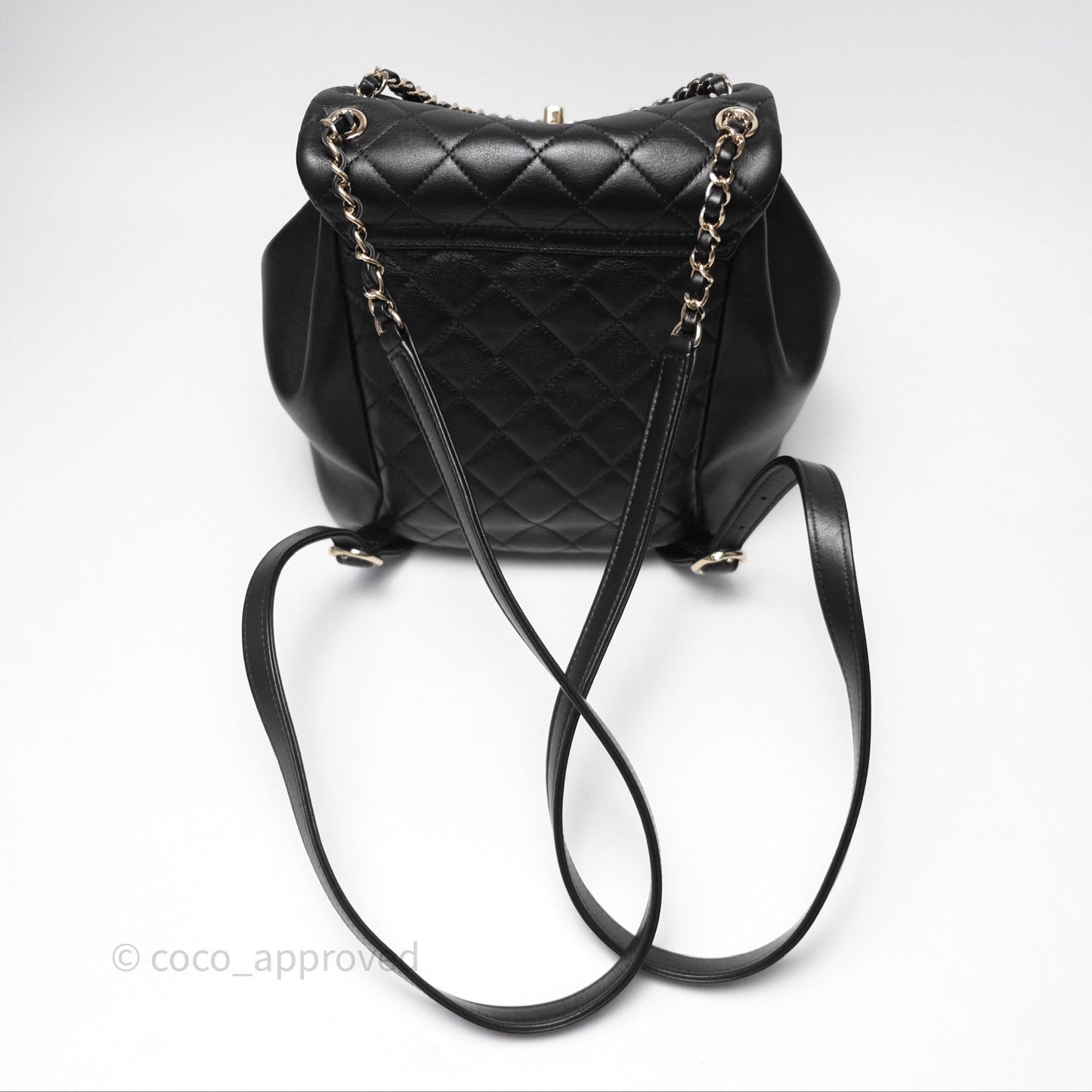 Chanel Quilted Large Duma Drawstring Backpack Black Lambskin Gold Hardware