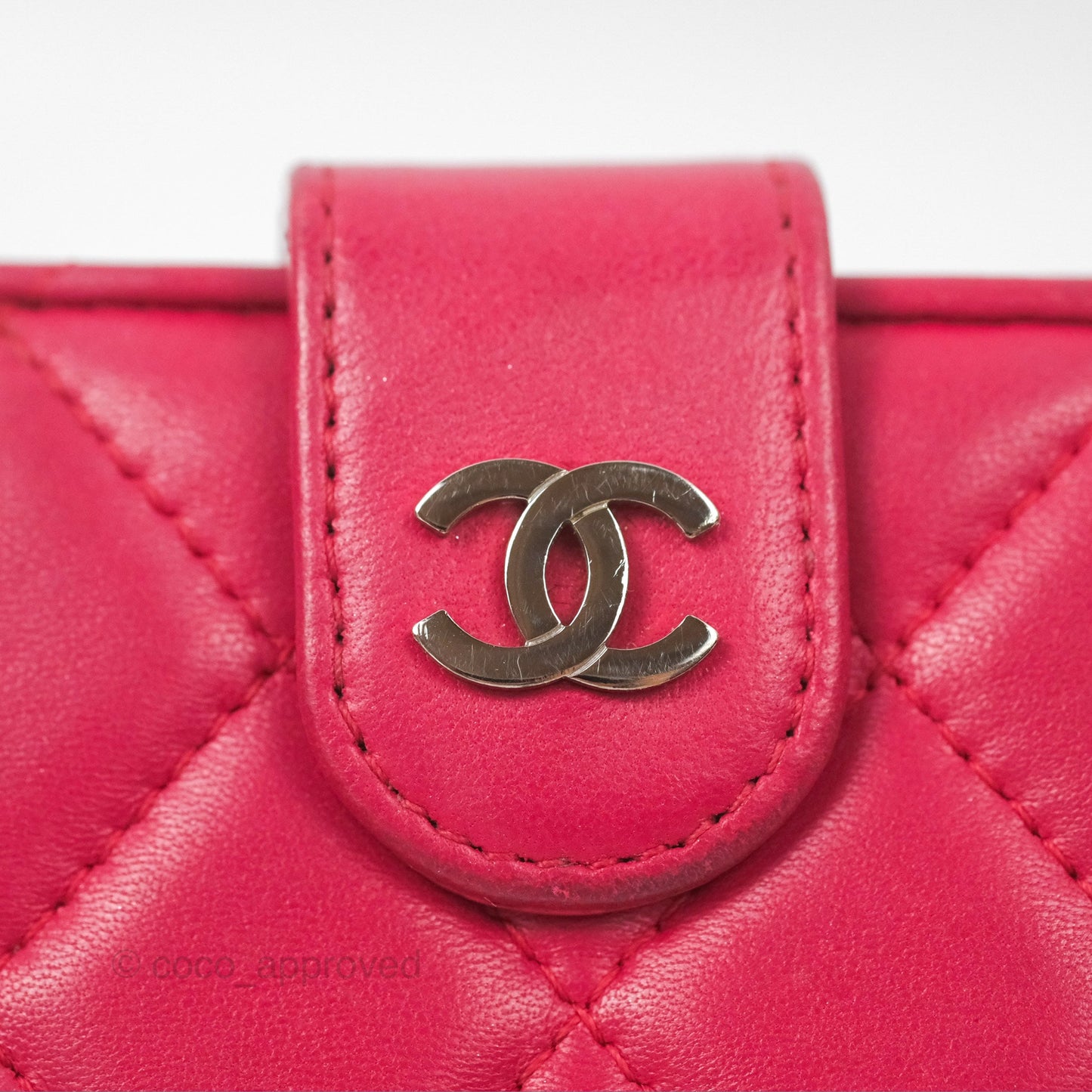 Chanel Quilted Classic French Wallet Lambskin Red Silver Hardware