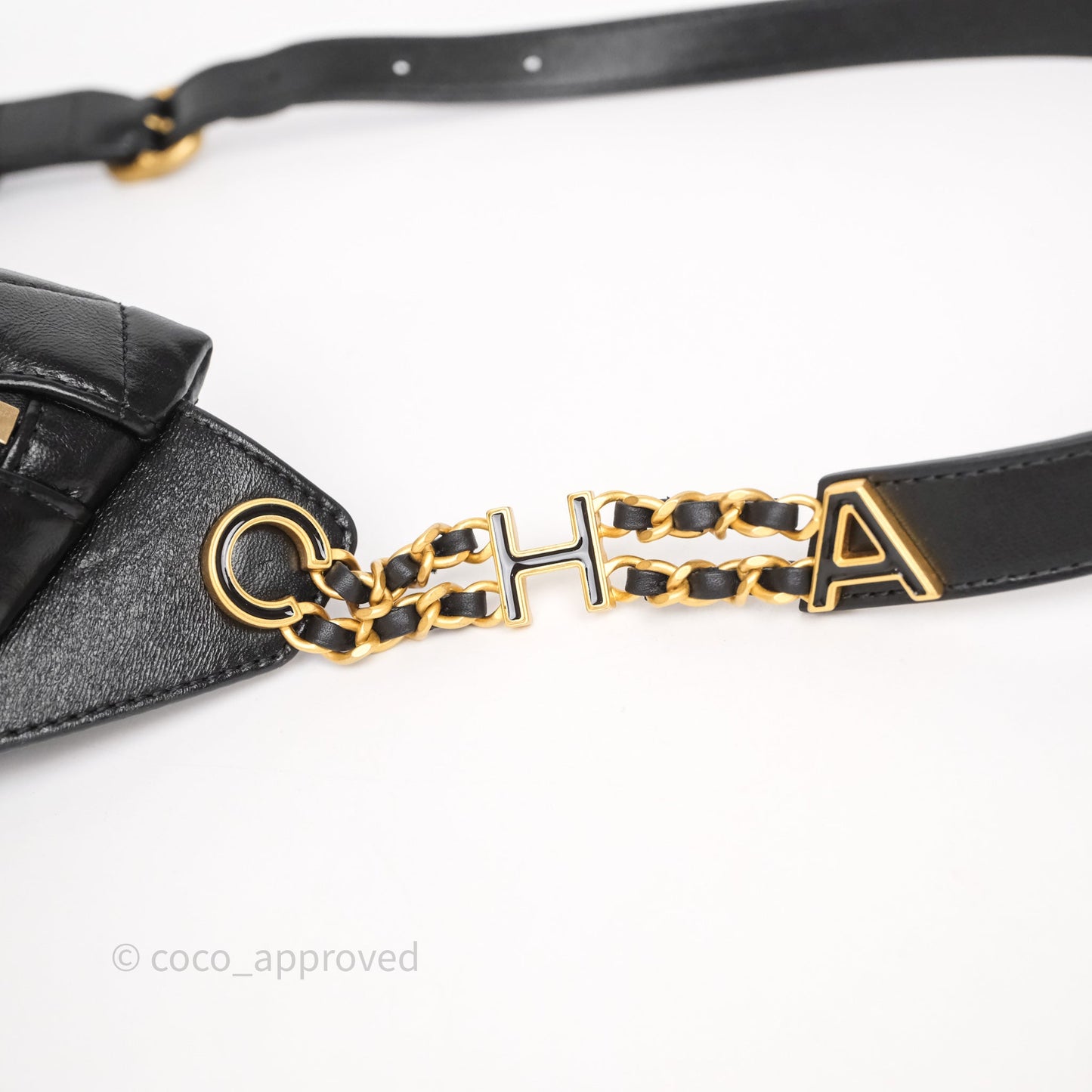 Chanel Quilted Waist Bag Lambskin Black Aged Gold Hardware