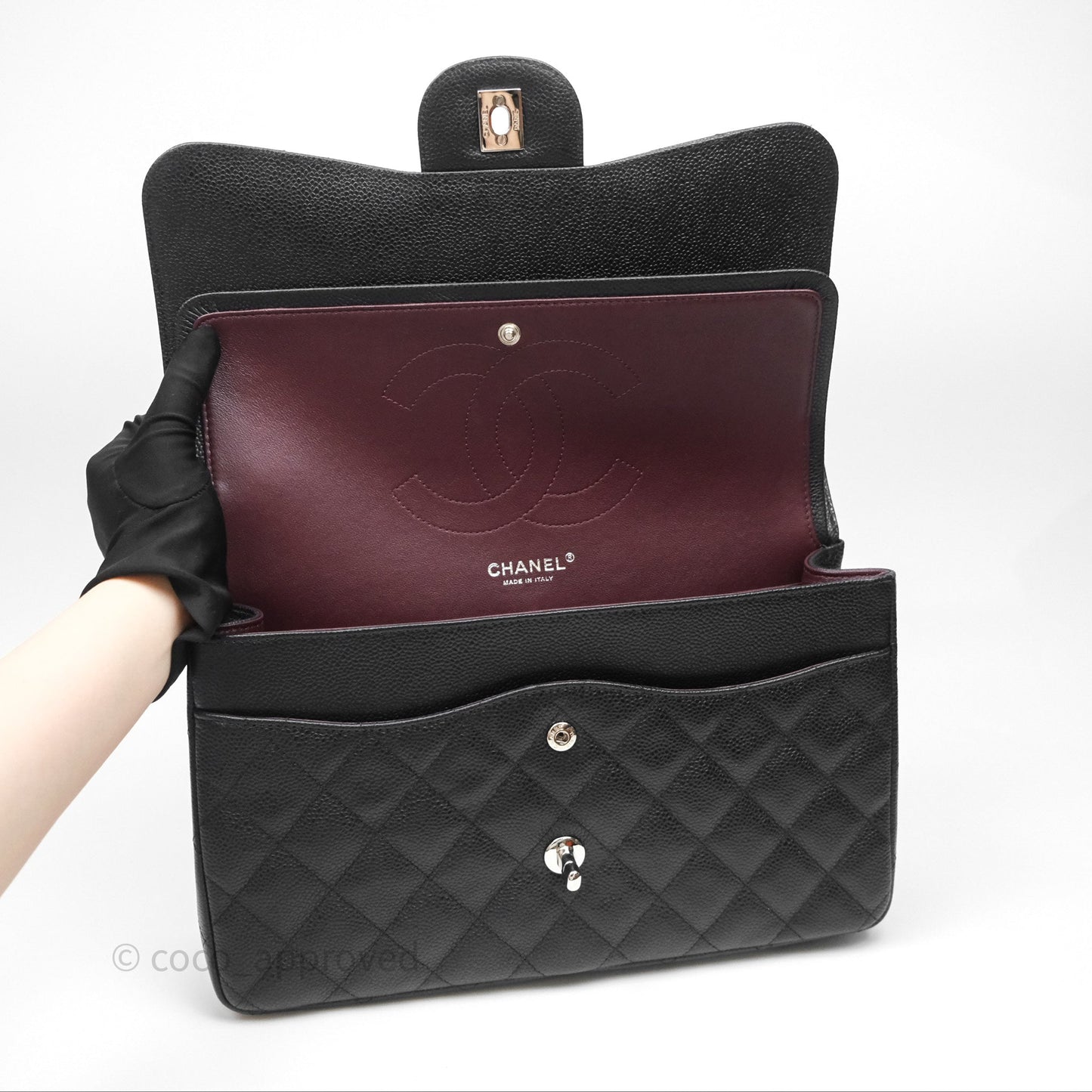 Chanel Jumbo Double Flap Black Caviar Silver Hardware⁣⁣