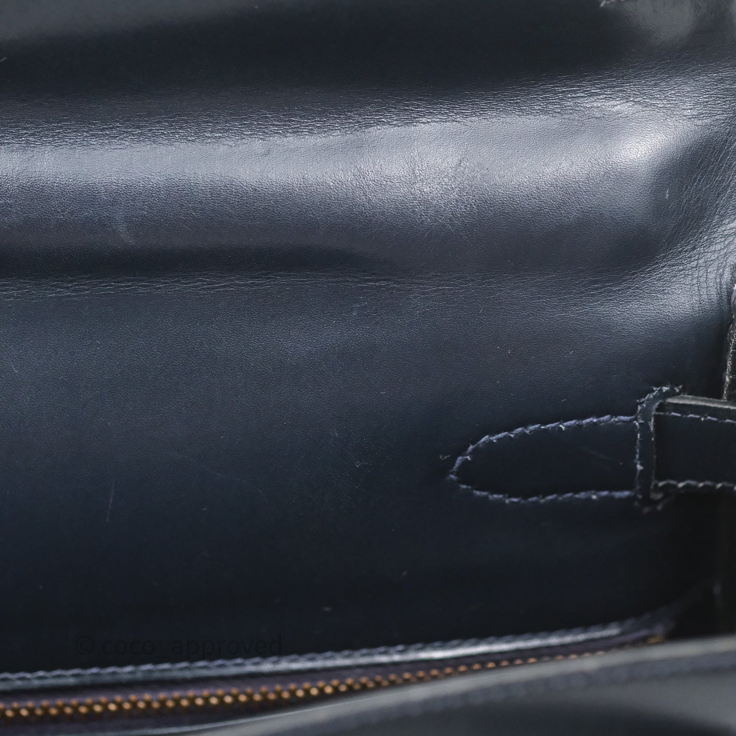 Hermès Vintage Kelly 28 Retourn Navy Box Leather Gold Hardware