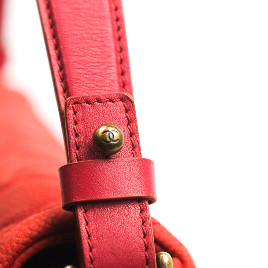 Chanel Country Chic Messenger Flap Bag Red Matte Caviar Ruthenium Hardware