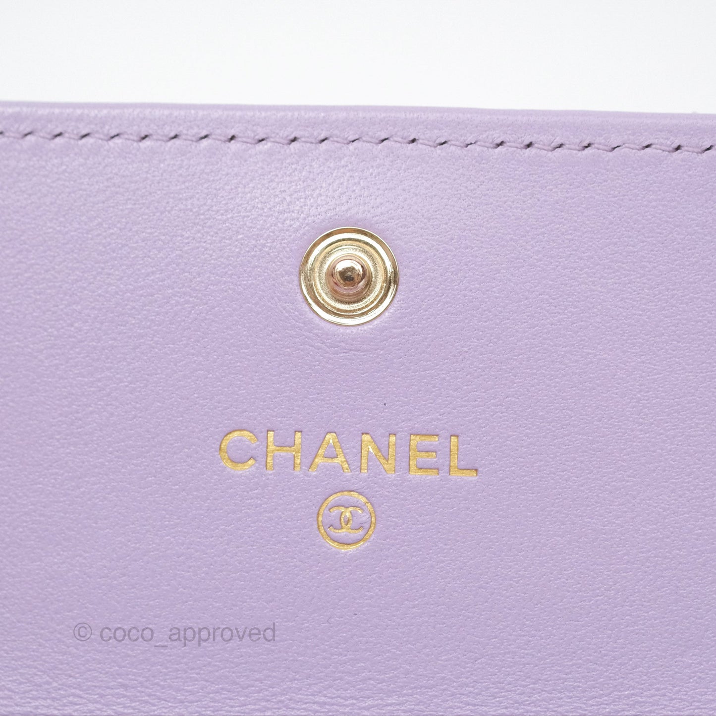 Chanel Flap Coin Purse Pearl CC Lilac Lambskin Gold Hardware