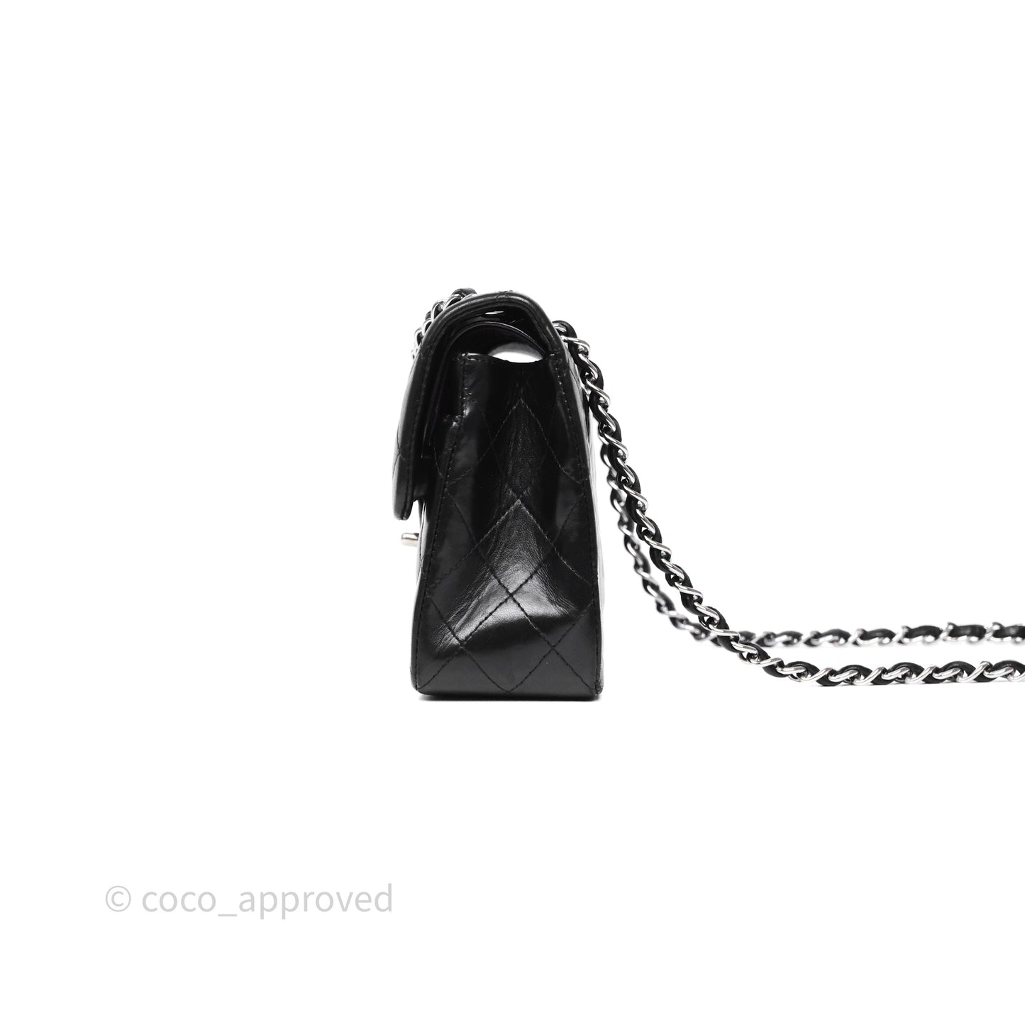 Chanel Small Classic Flap Quilted Black Lambskin Silver Hardware