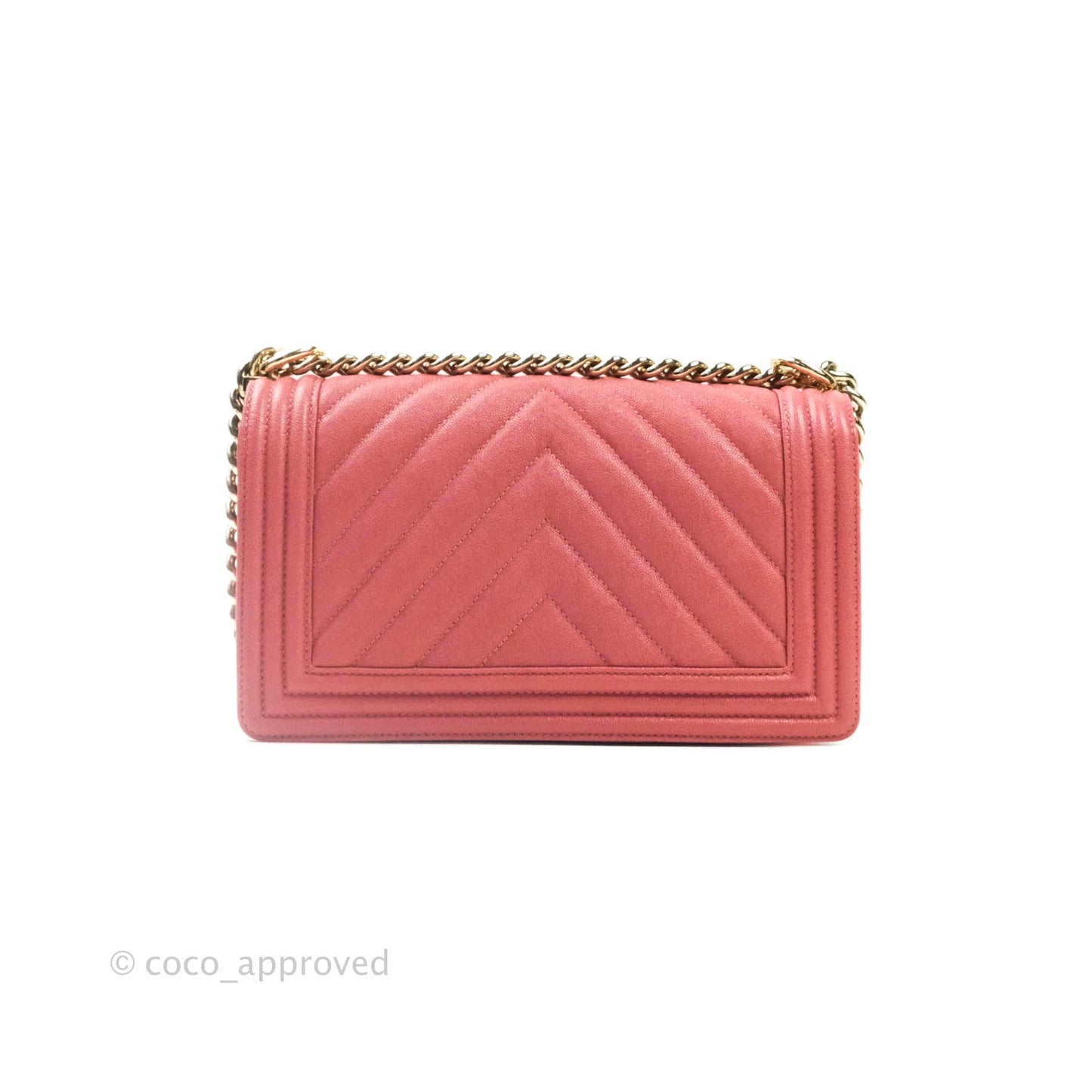 Chanel Boy Chevron Medium Pink Caviar Gold Hardware