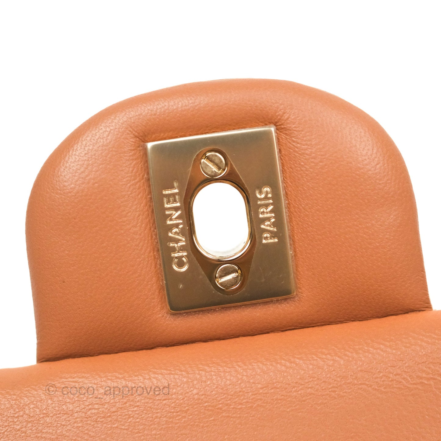 Chanel Small Classic Quilted Flap Dark Beige Caramel Lambskin Gold Hardware