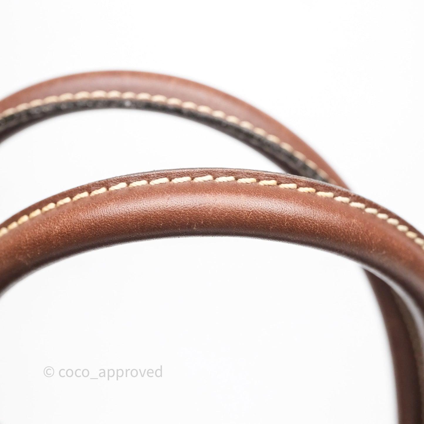 Chanel Vintage CC Tote Bag Denim Brown Leather
