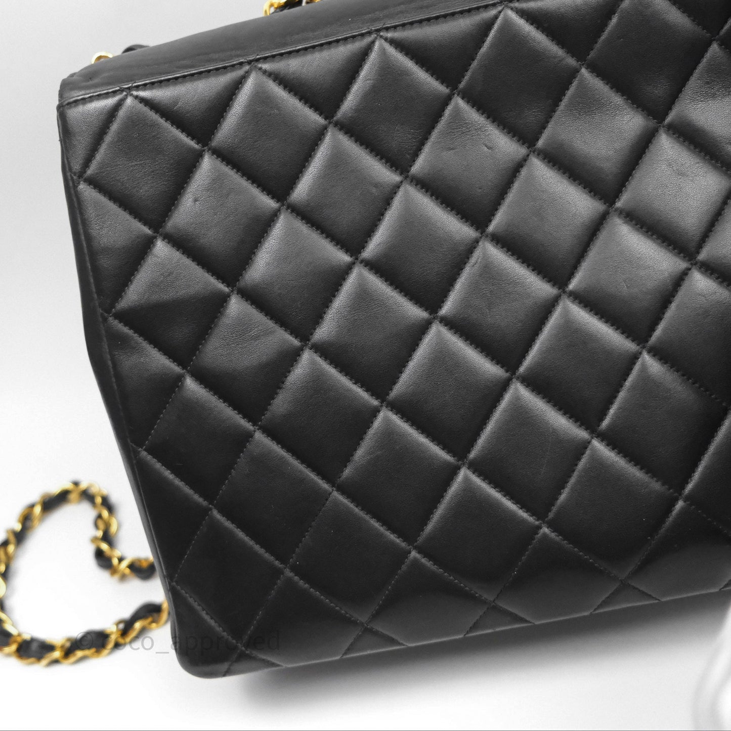 Chanel Vintage Maxi Quilted CC Flap Bag Black Lambskin Gold Hardware