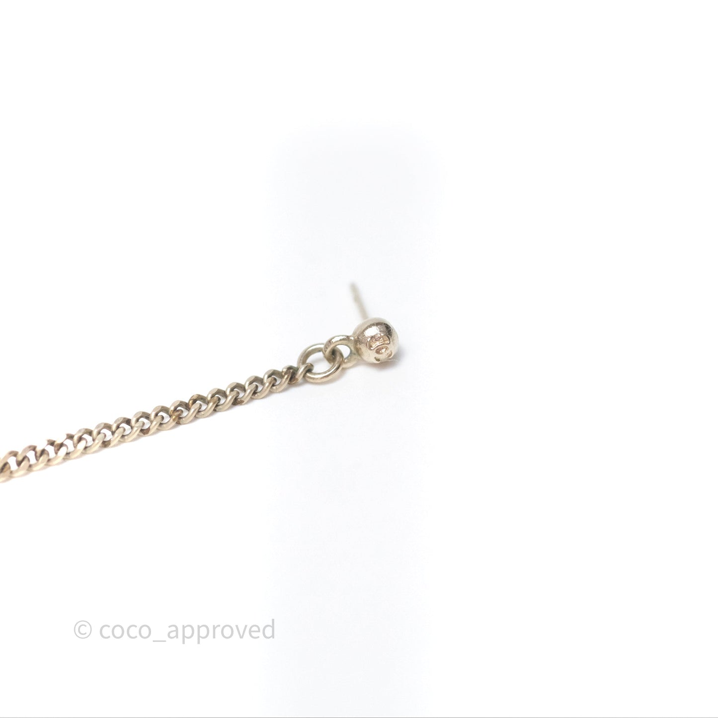 Chanel Crystal CC Long Drop Earrings Gold Tone 19A