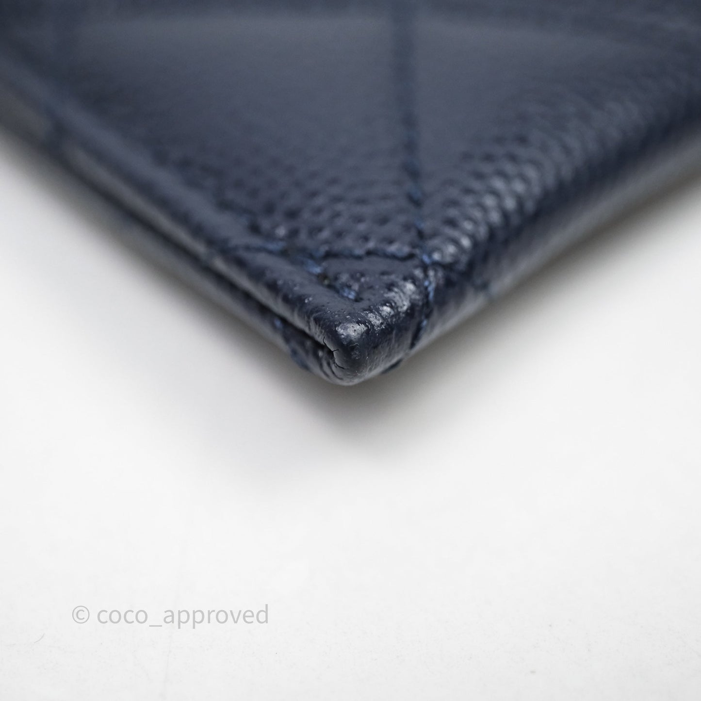 Chanel Classic Flat Card Holder Navy Caviar Gold Hardware