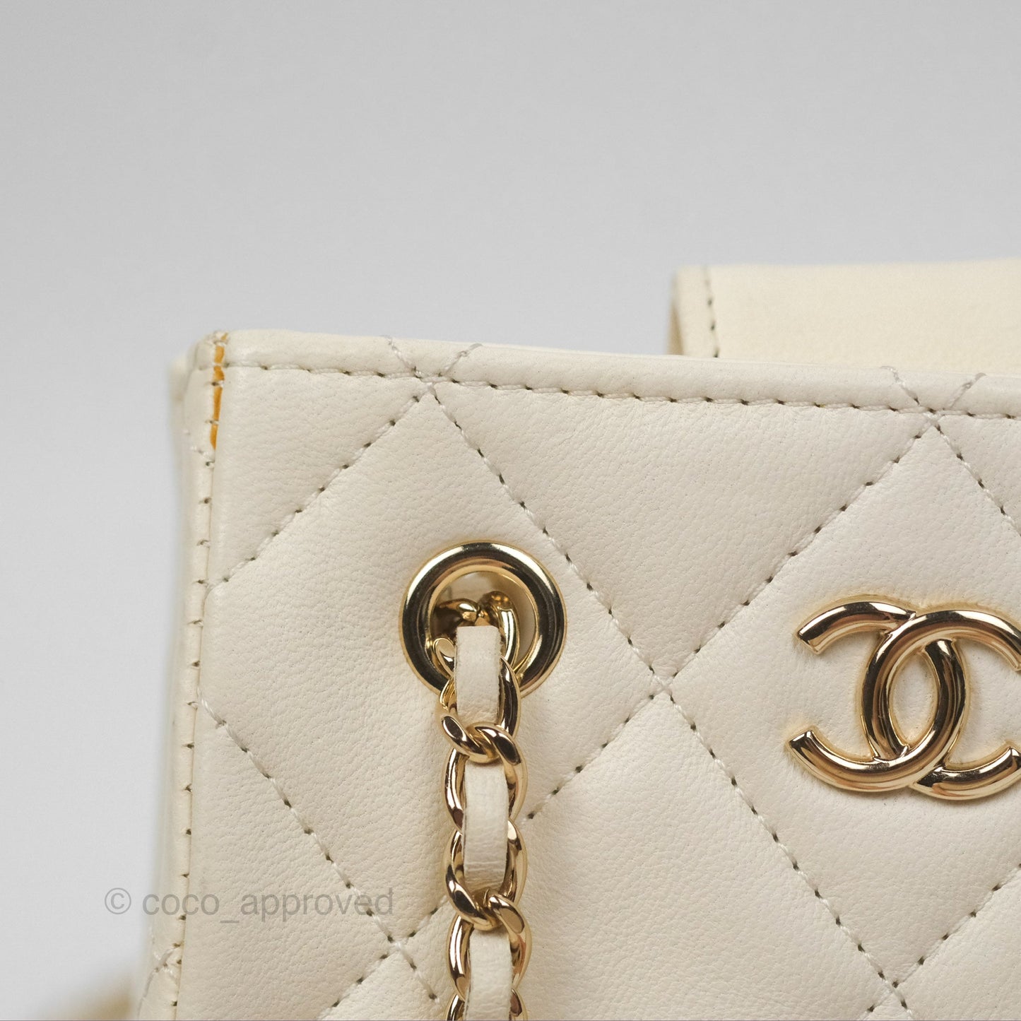 Chanel Mini Square Clutch with Chain Ivory Lambskin Gold Hardware 22C