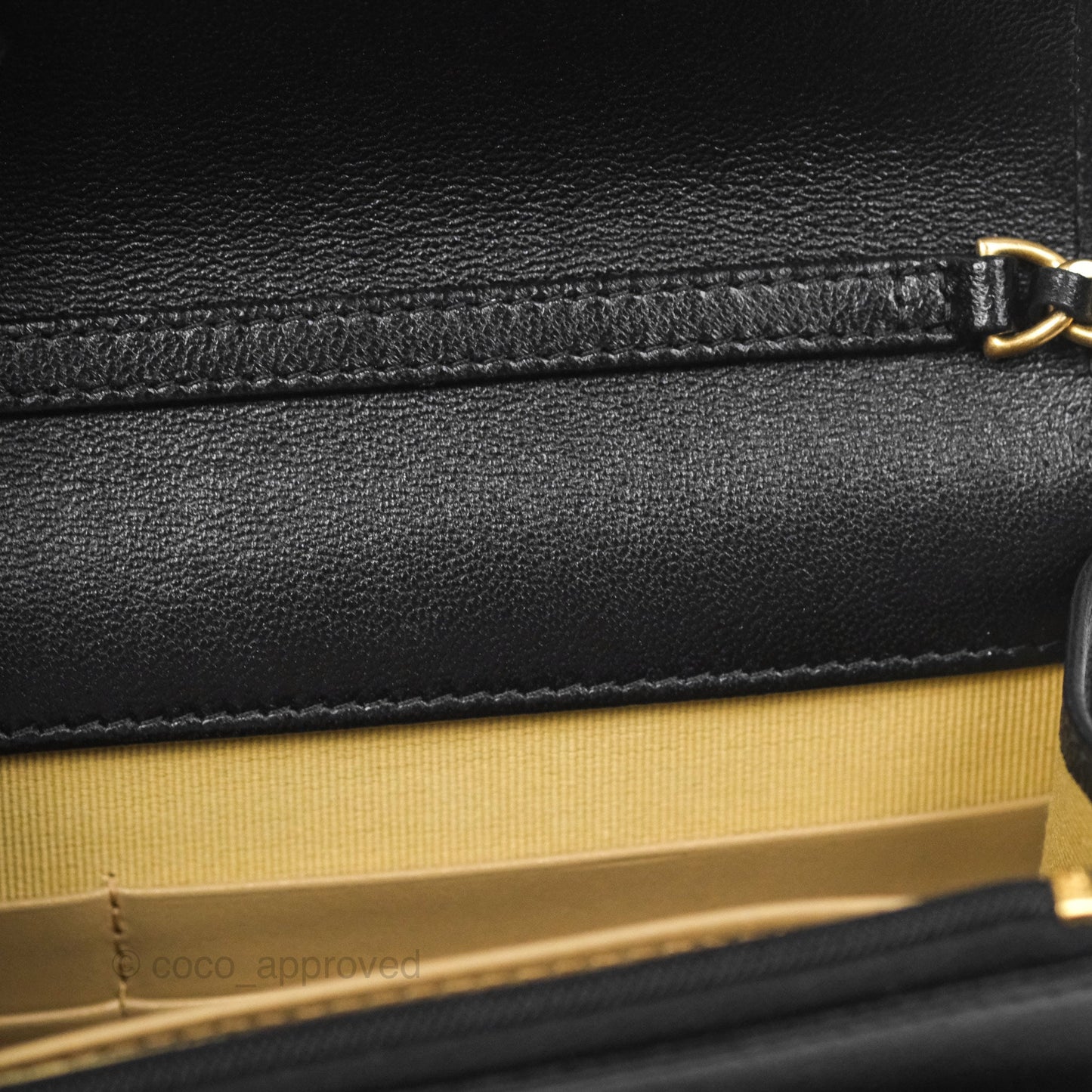 Chanel Quilted WOC Adjustable Chain Black Shiny Lambskin Aged Gold Hardware