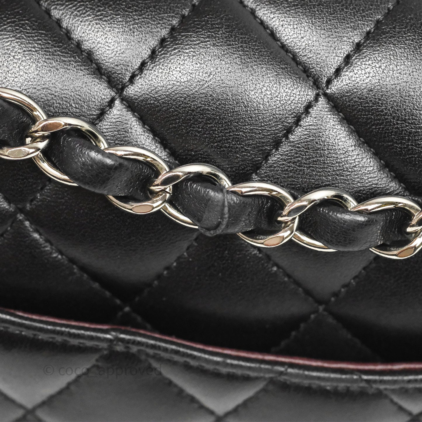 Chanel Classic M/L Medium Flap Quilted Black Lambskin Silver Hardware