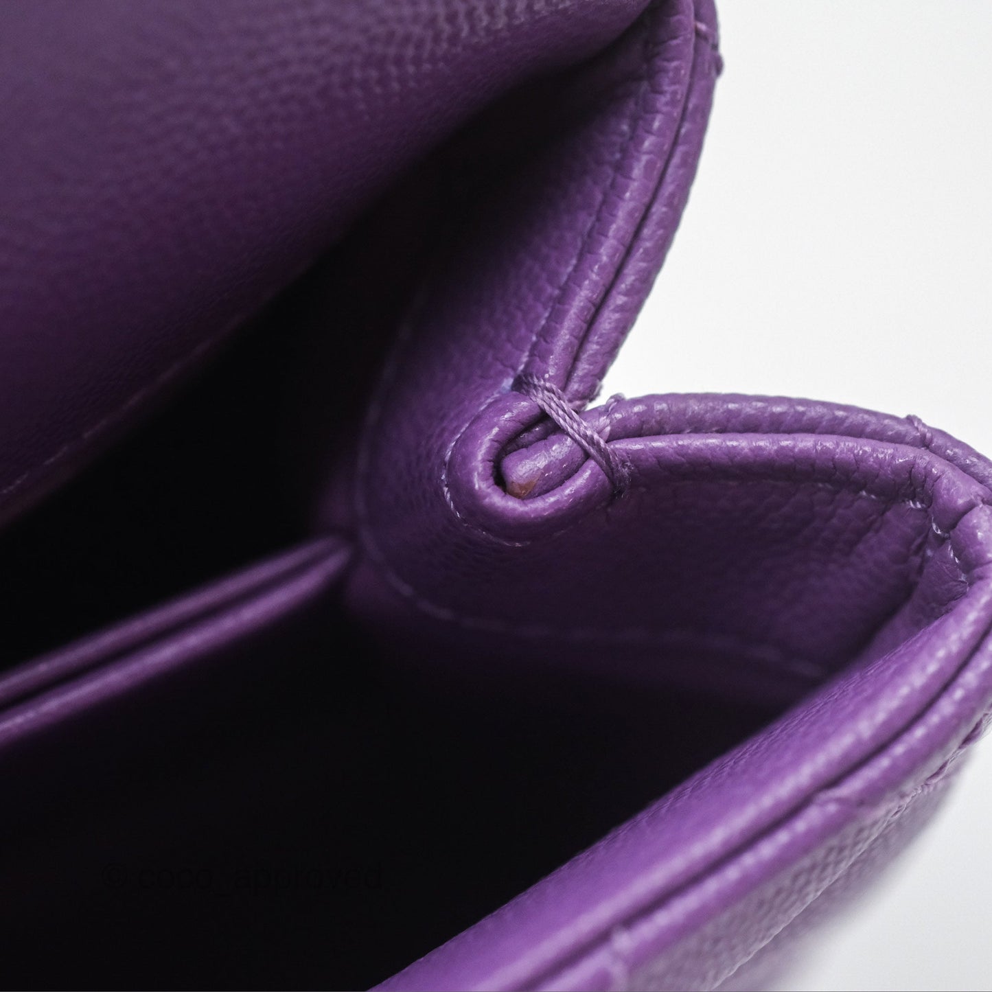 Chanel Quilted Mini Coco Handle Caviar Purple Gold Hardware
