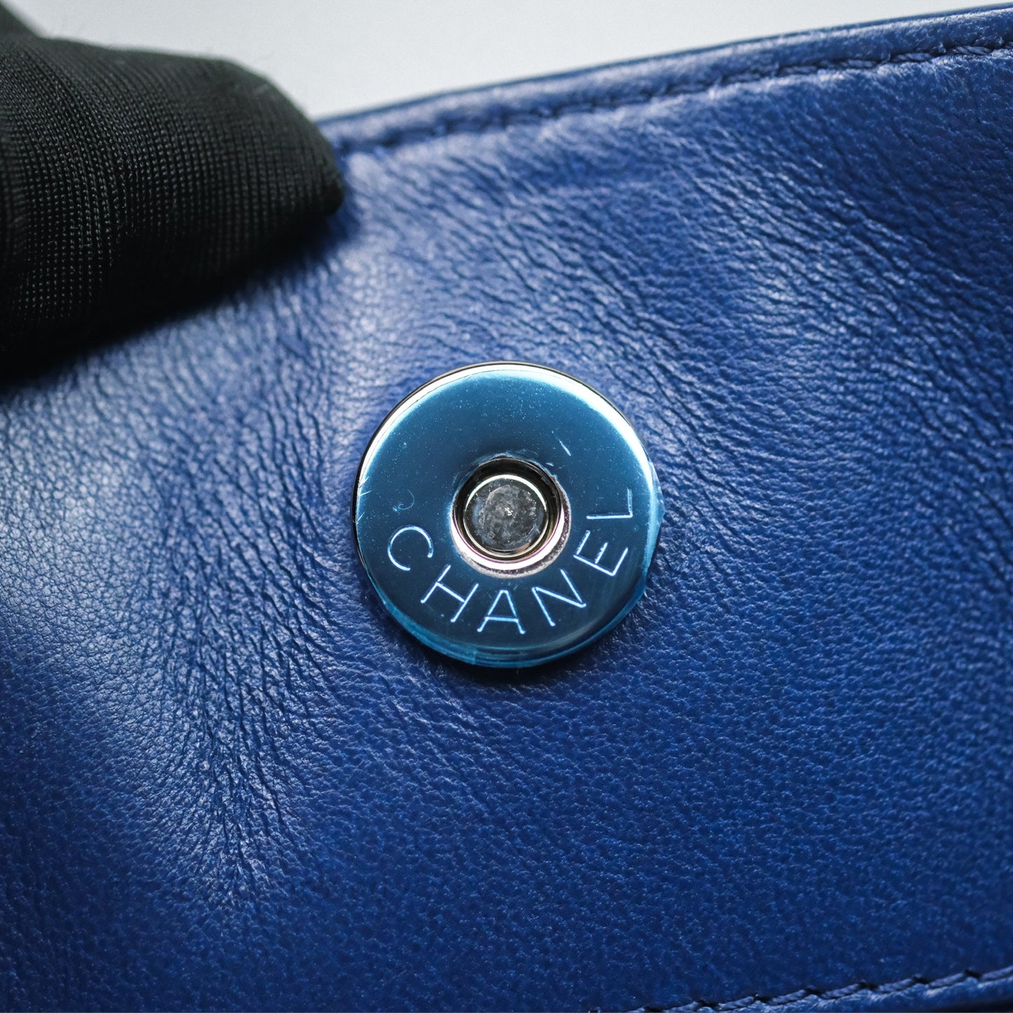 Chanel Quilted Bowling Tote Royal Blue Patent Silver Hardware