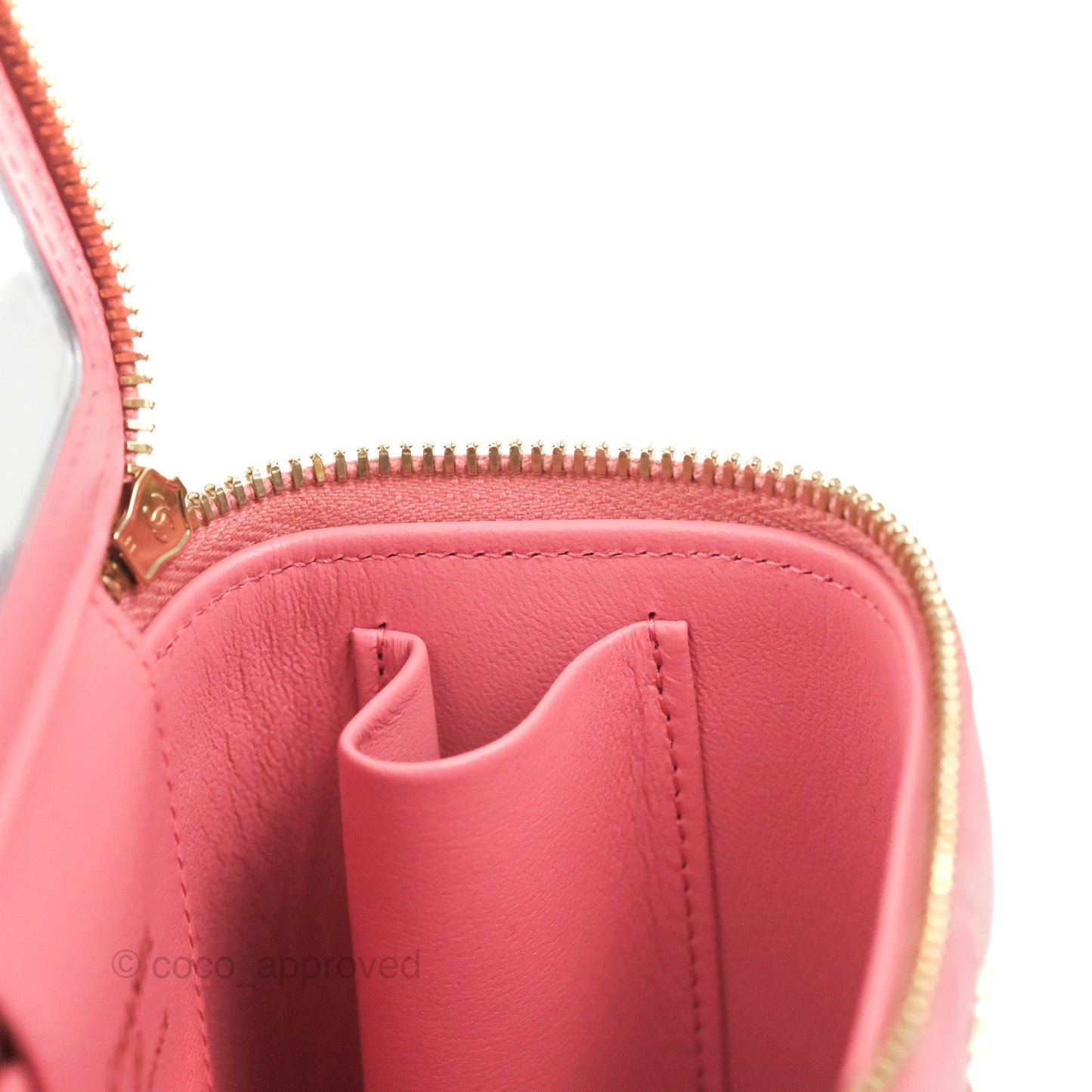 Chanel Mini Top Handle Vanity With Chain Pink Lambskin Gold Hardware