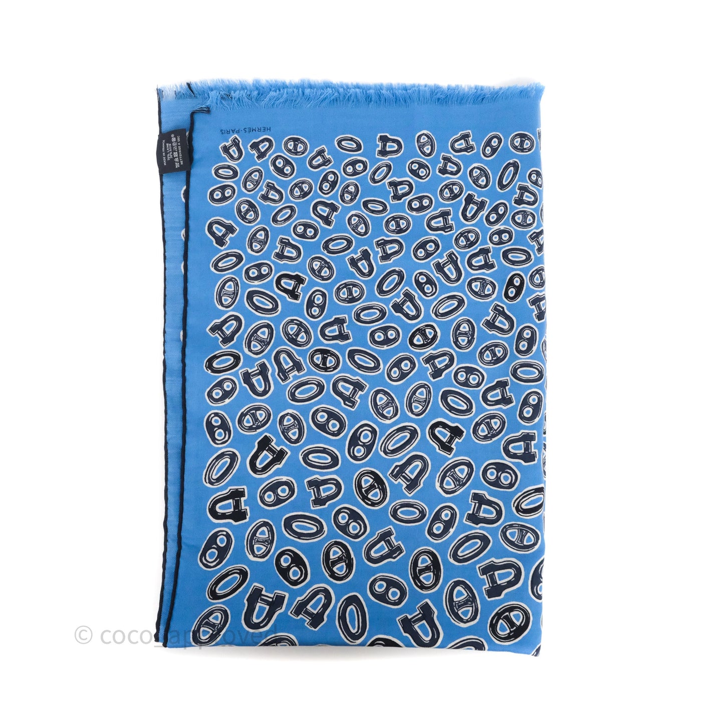 Hermès Wool/Silk Scarf Blue/ Navy