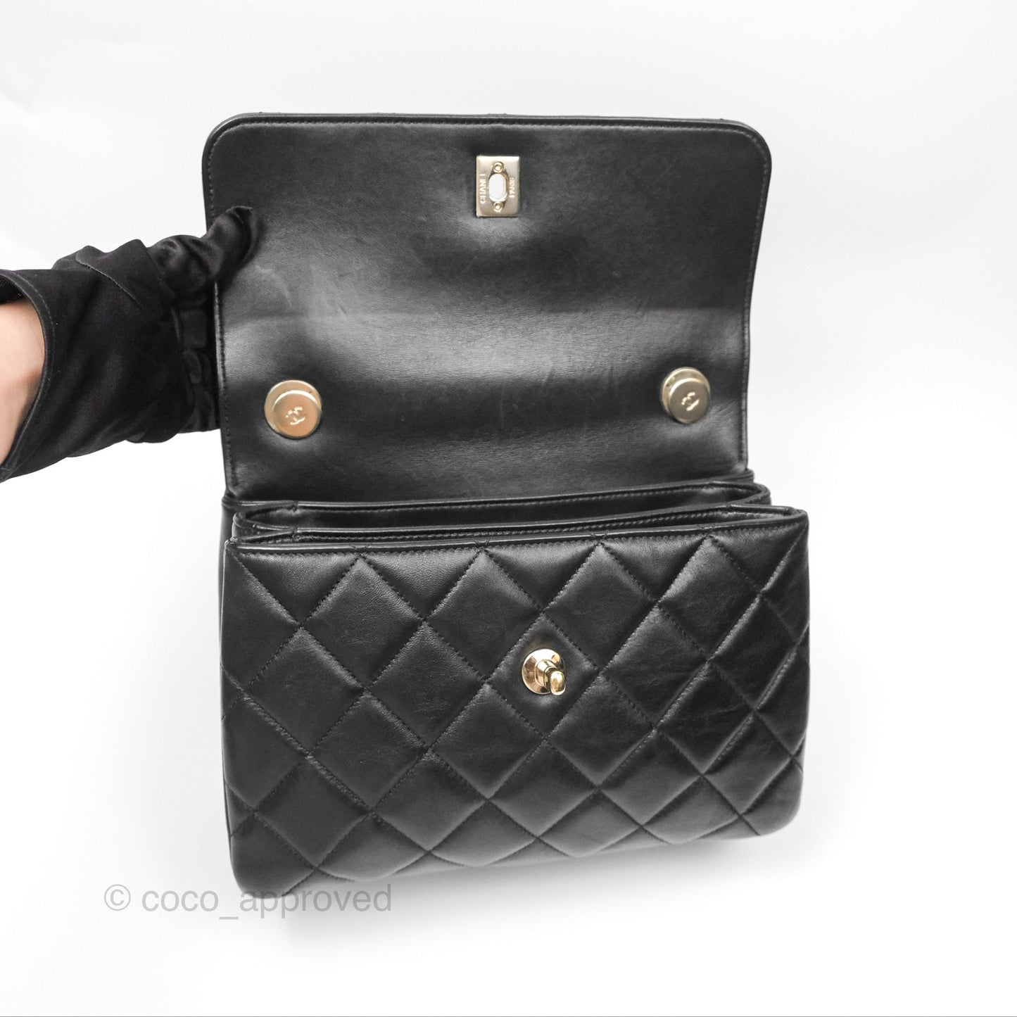 Chanel Small Trendy CC Black Lambskin Gold Hardware