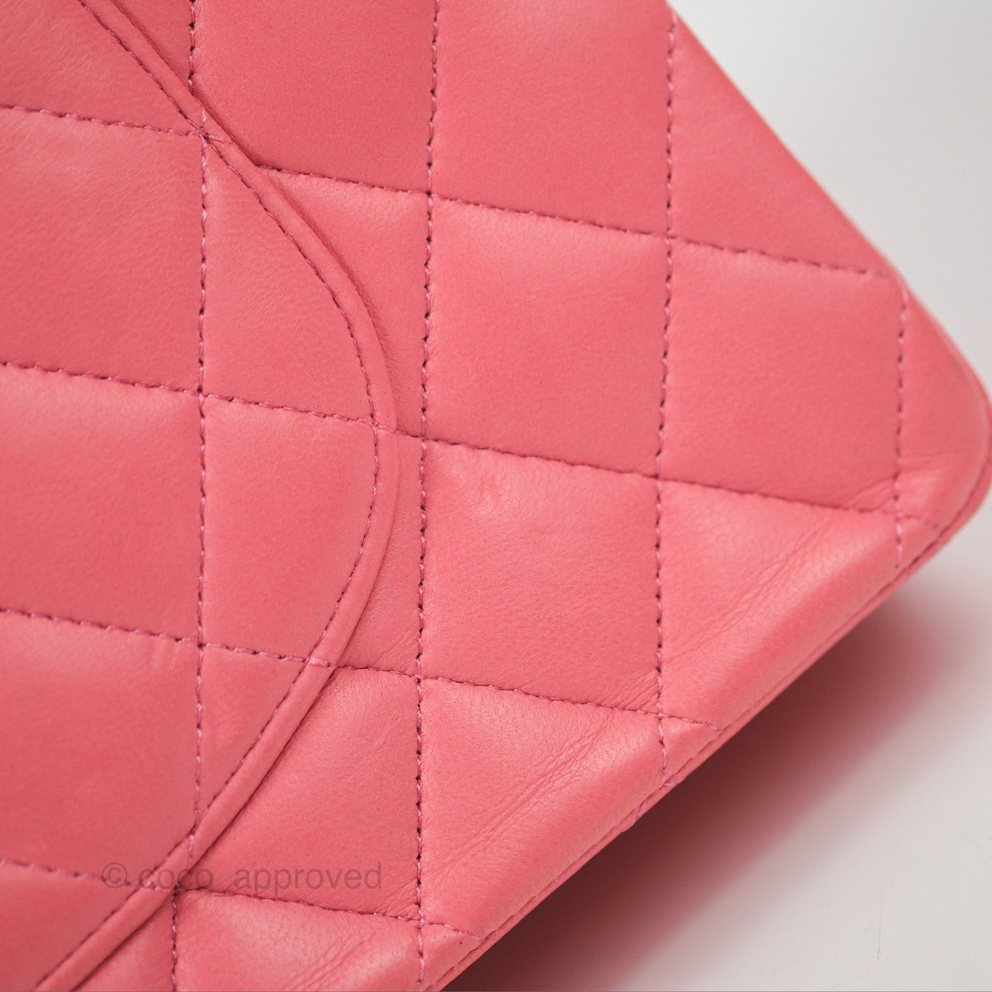 Chanel Classic M/L Medium Flap Quilted Pink Lambskin Silver Hardware