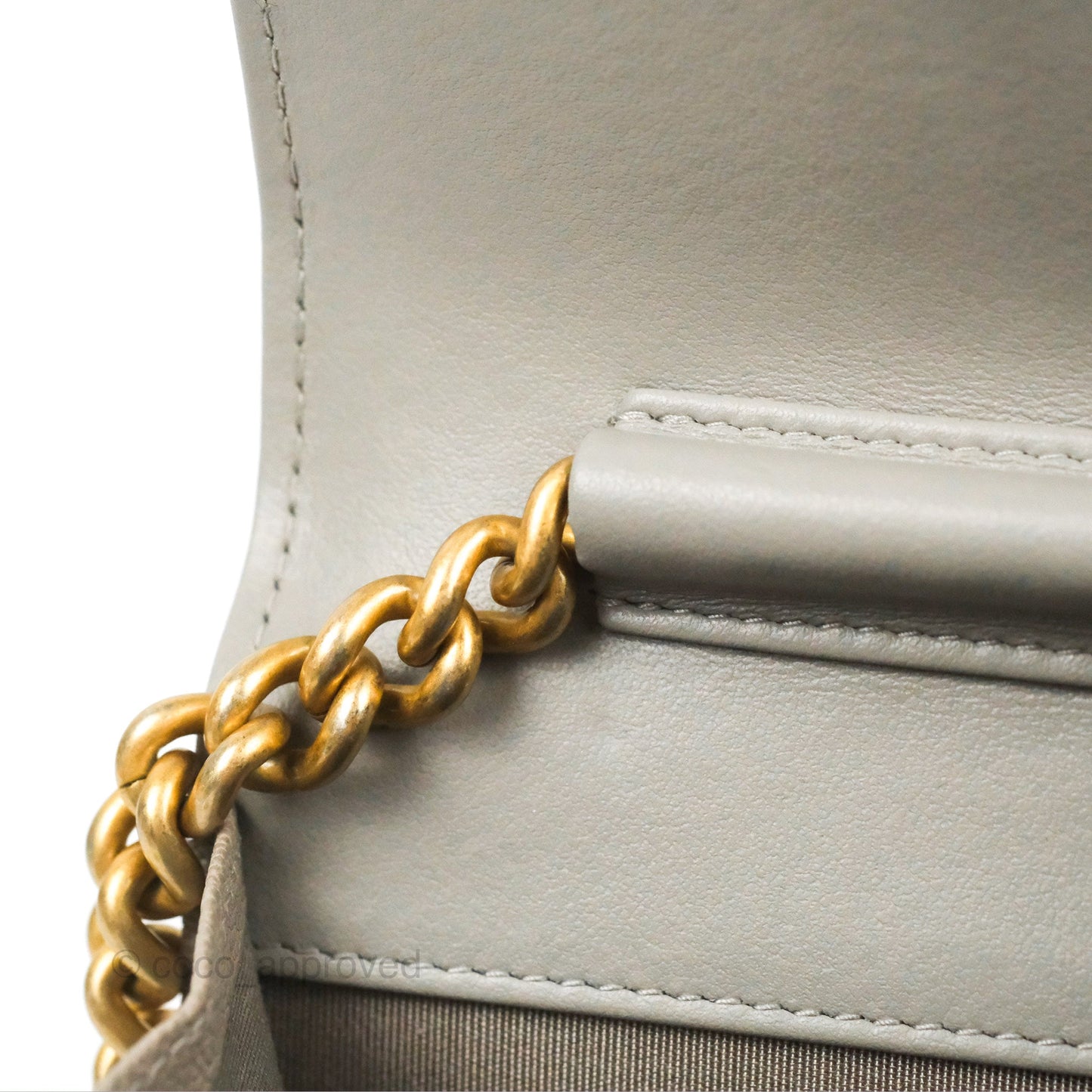 Chanel Quilted Boy Wallet on Chain WOC Grey Caviar Gold Hardware