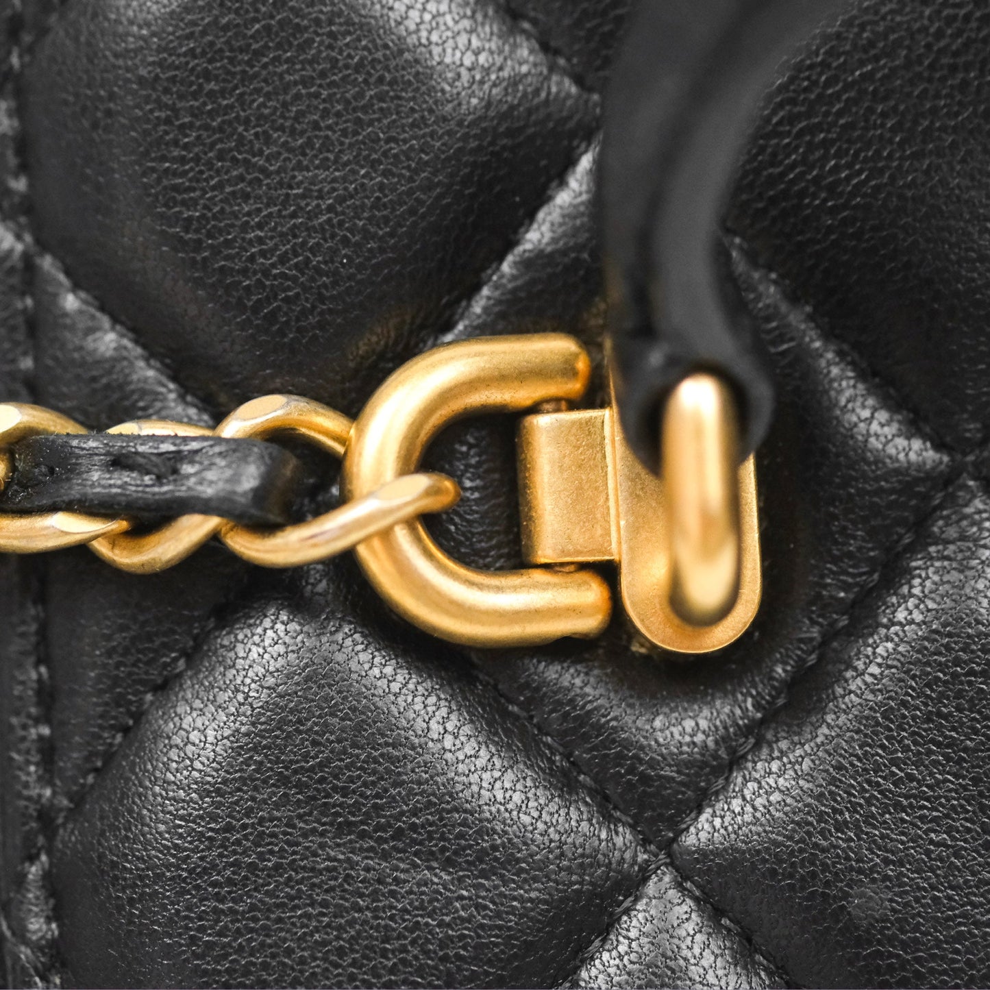 Chanel Vanity Rectangular Top Handle Black Lambskin Aged Gold Hardware