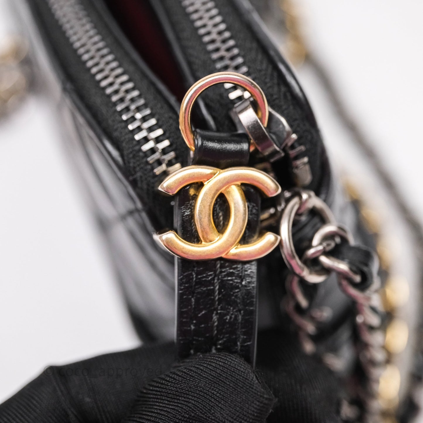 Chanel Gabrielle Clutch With Chain Aged Calfskin Black Mixed Hardware