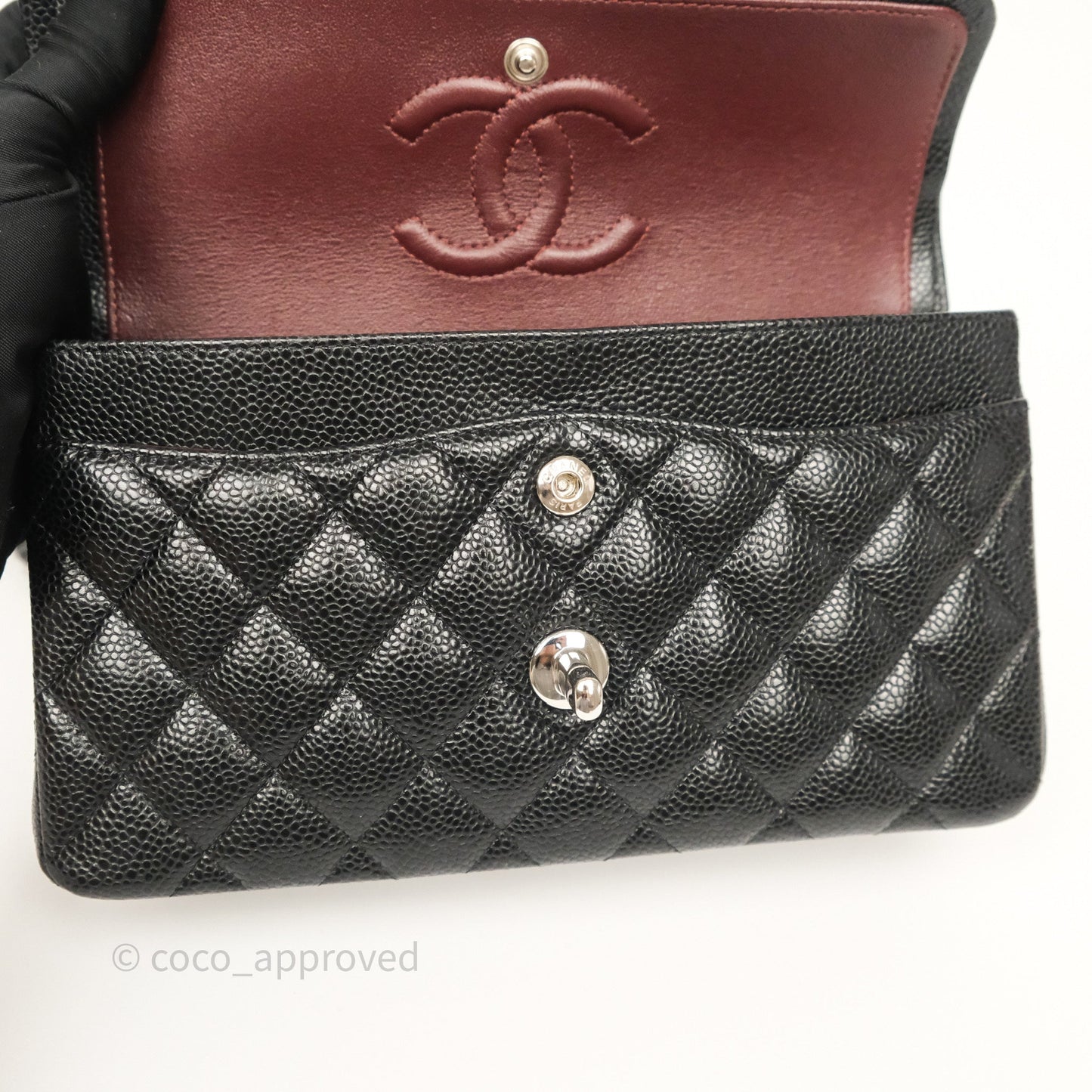 Chanel Small Classic Flap Quilted Black Caviar Silver Hardware