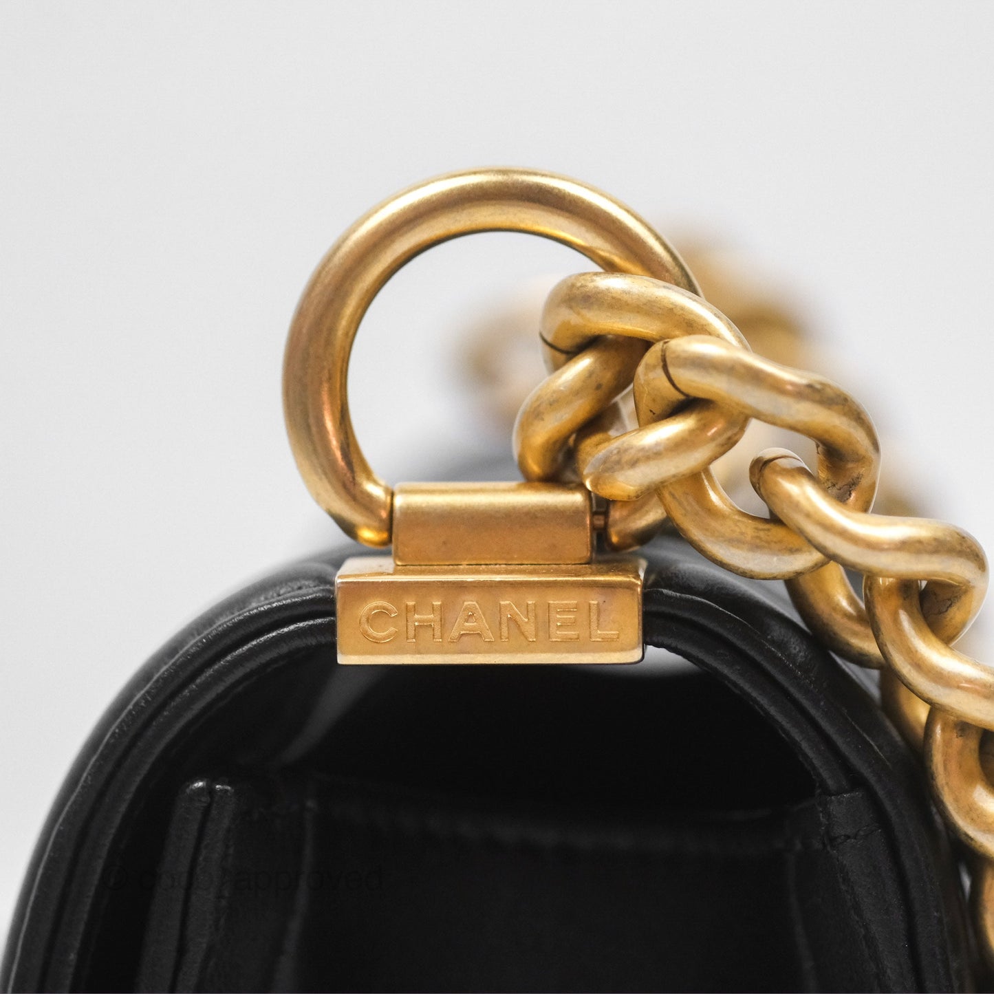 Chanel Small Boy Black Lambskin Aged Gold Hardware