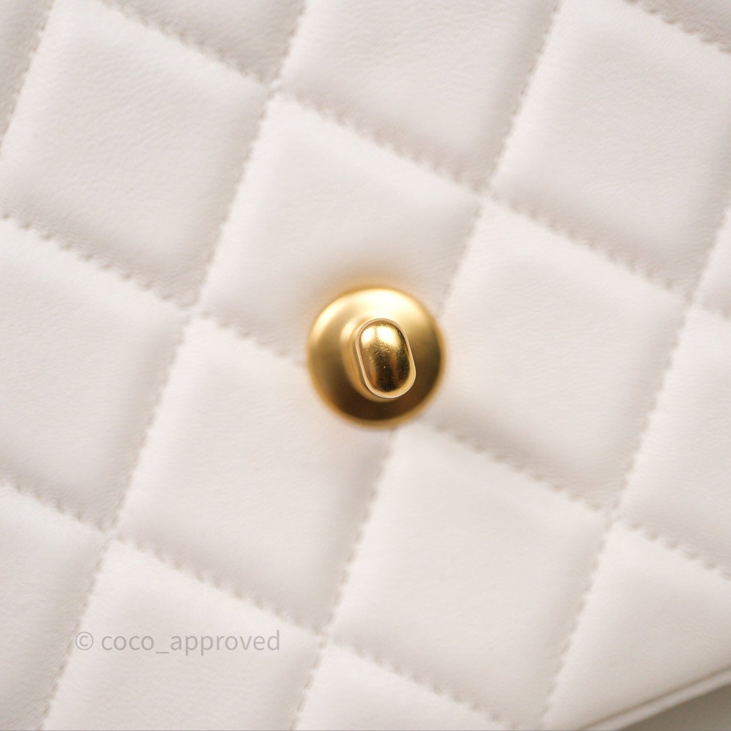 Chanel Flap Bag with Pearl Chain Ivory White Aged Gold Hardware 25P