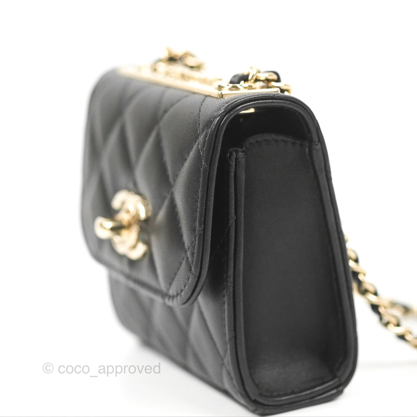 Chanel Mini Quilted Clutch With Chain Black Lambskin Gold Hardware
