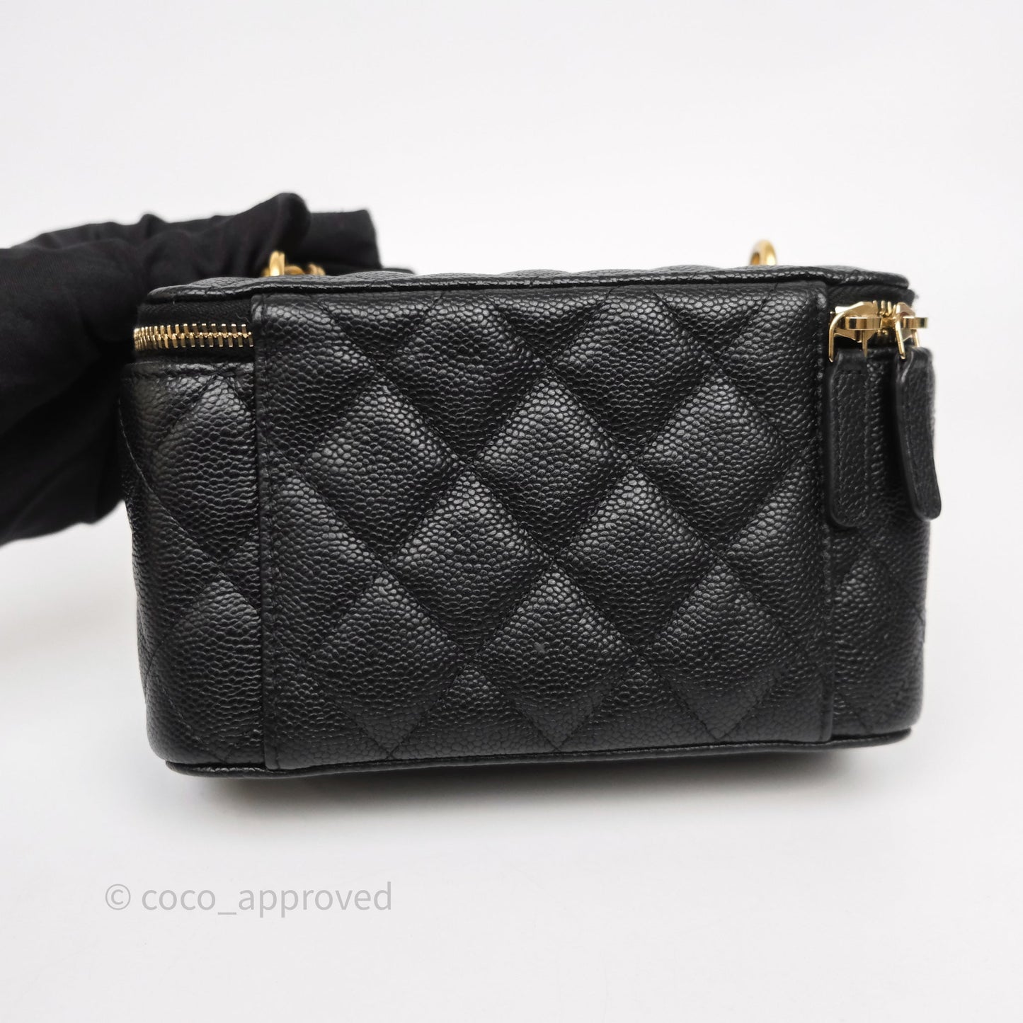 Chanel Vanity with Heart Adjustable Chain Black Caviar Aged Gold Hardware