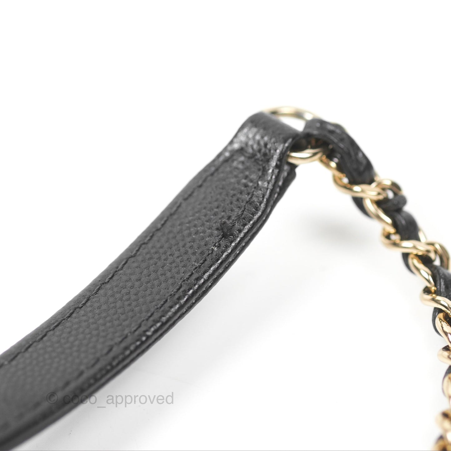 Chanel Small Coco Handle Black Caviar Gold Hardware Lizard Embossed Handle