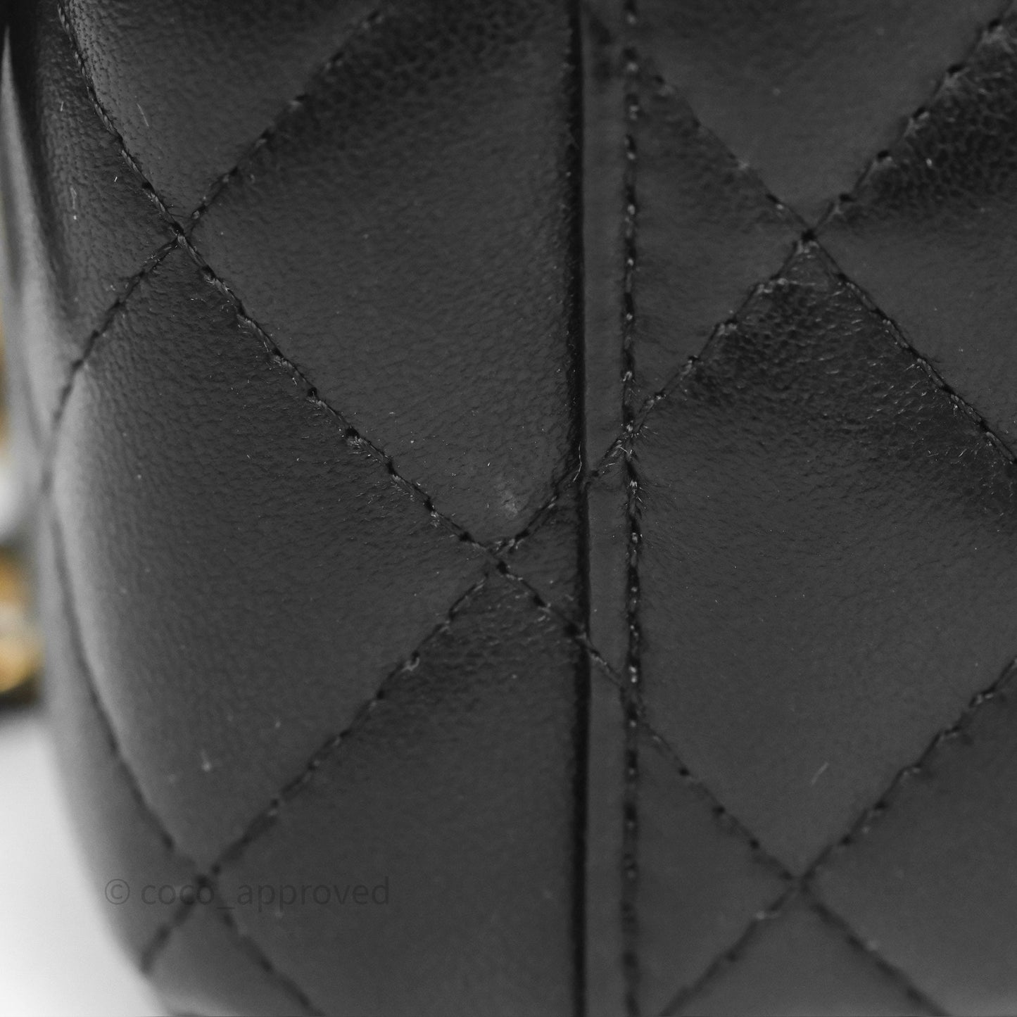 Chanel Quilted Pearl Crush Mini Vanity With Chain Black Lambskin Aged Gold Hardware