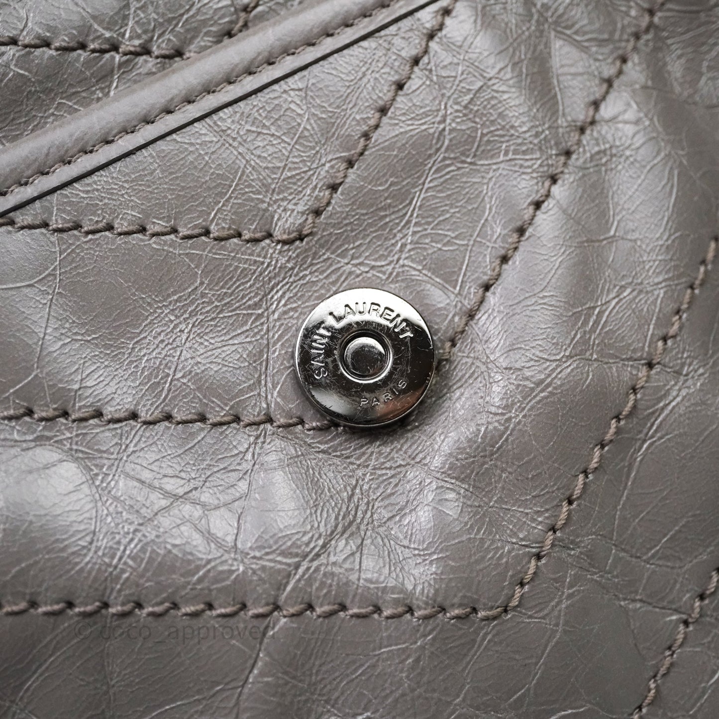 Saint Laurent Medium Niki Chain Bag Crinkled Calfskin Grey