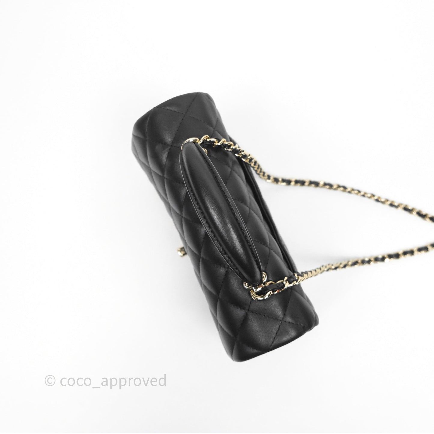 Chanel Top Handle Mini Rectangular Flap Black Lambskin Gold Hardware